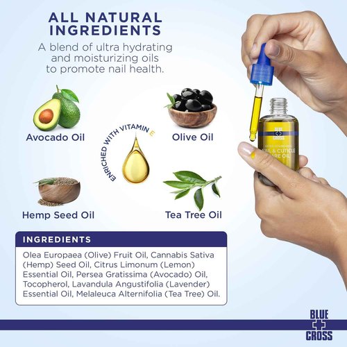 Blue Cross Nail & Cuticle Care Oil, Mineral Oil Free, Hydrating, Moisturizing, All Natural Professional Nail + Cuticle Care, Lemongrass/Lavender Scented Essential Oils, Made in USA, 16fl oz/473mL