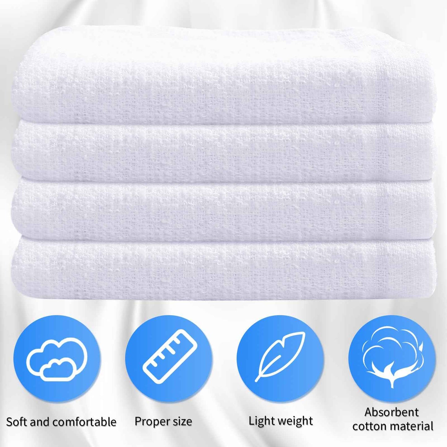 Patelai 60 Pcs White Washcloths Set Face Cloth Absorbent Soft Cotton Face Towel Multipurpose Machine Washable Towels Travel Supply Gym Needs for Bathroom Kitchen Hotel Spa and Gym, 10 x 10 Inch