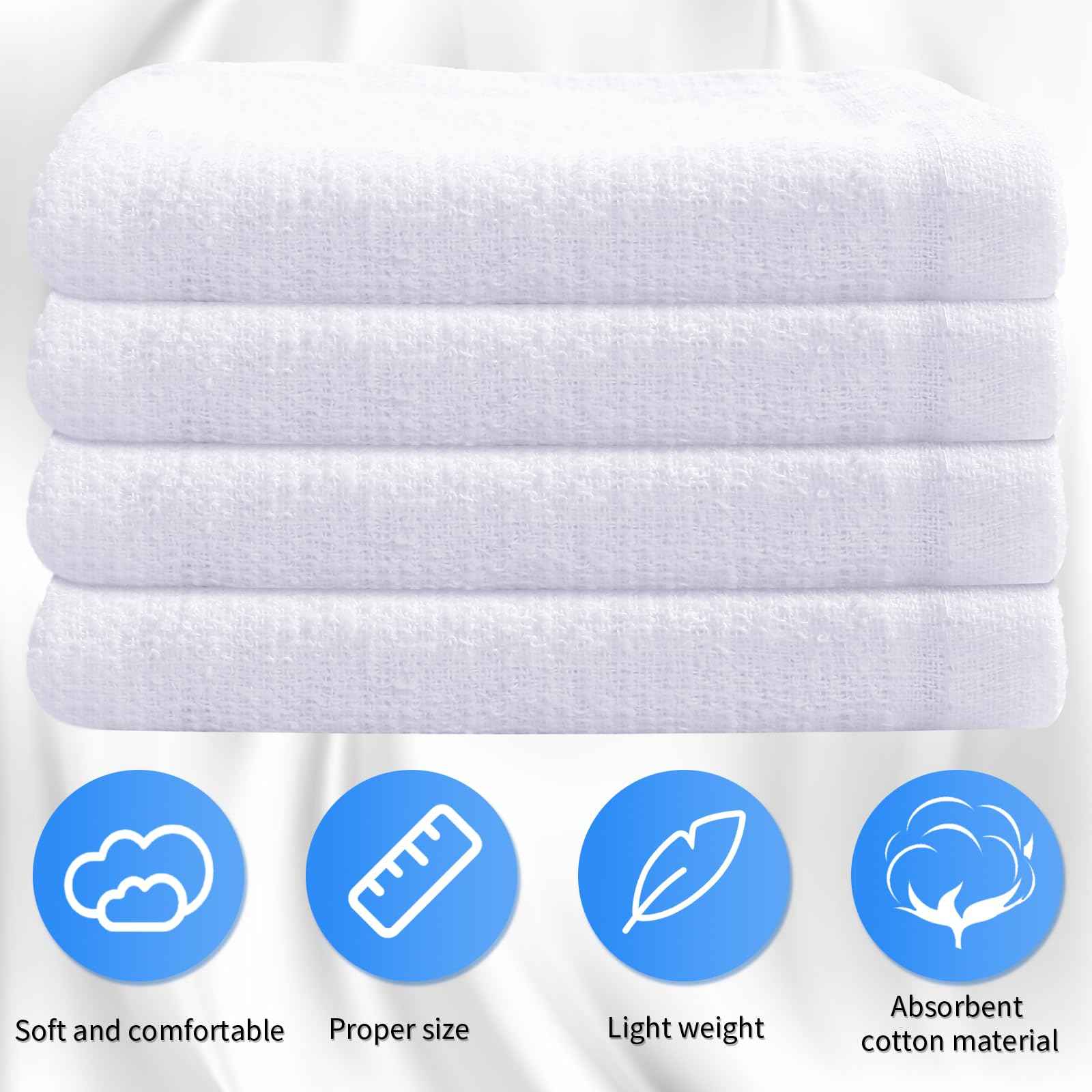 Patelai 60 Pcs White Washcloths Set Face Cloth Absorbent Soft Cotton Face Towel Multipurpose Machine Washable Towels Travel Supply Gym Needs for Bathroom Kitchen Hotel Spa and Gym, 10 x 10 Inch