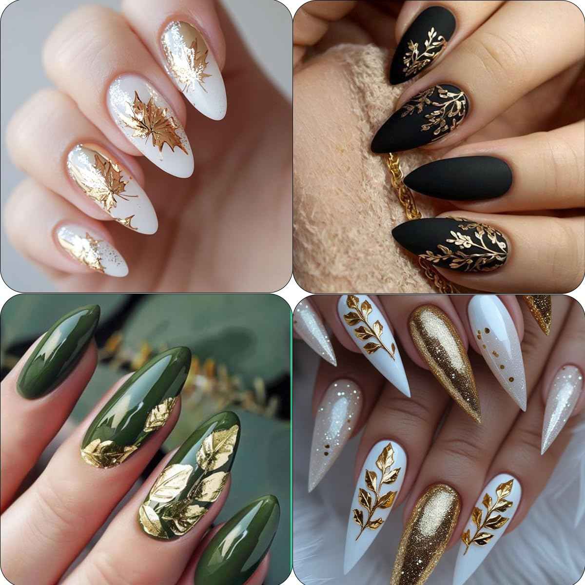 6Pcs Gold Nail Art Stickers 3D Metallic Floral Leaf Nails Decals Gold Cherry Blossom Flower Nail Stickers Butterfly Nails Art Design Supplies for Women Girl Spring DIY Manicure Decoration Accessories