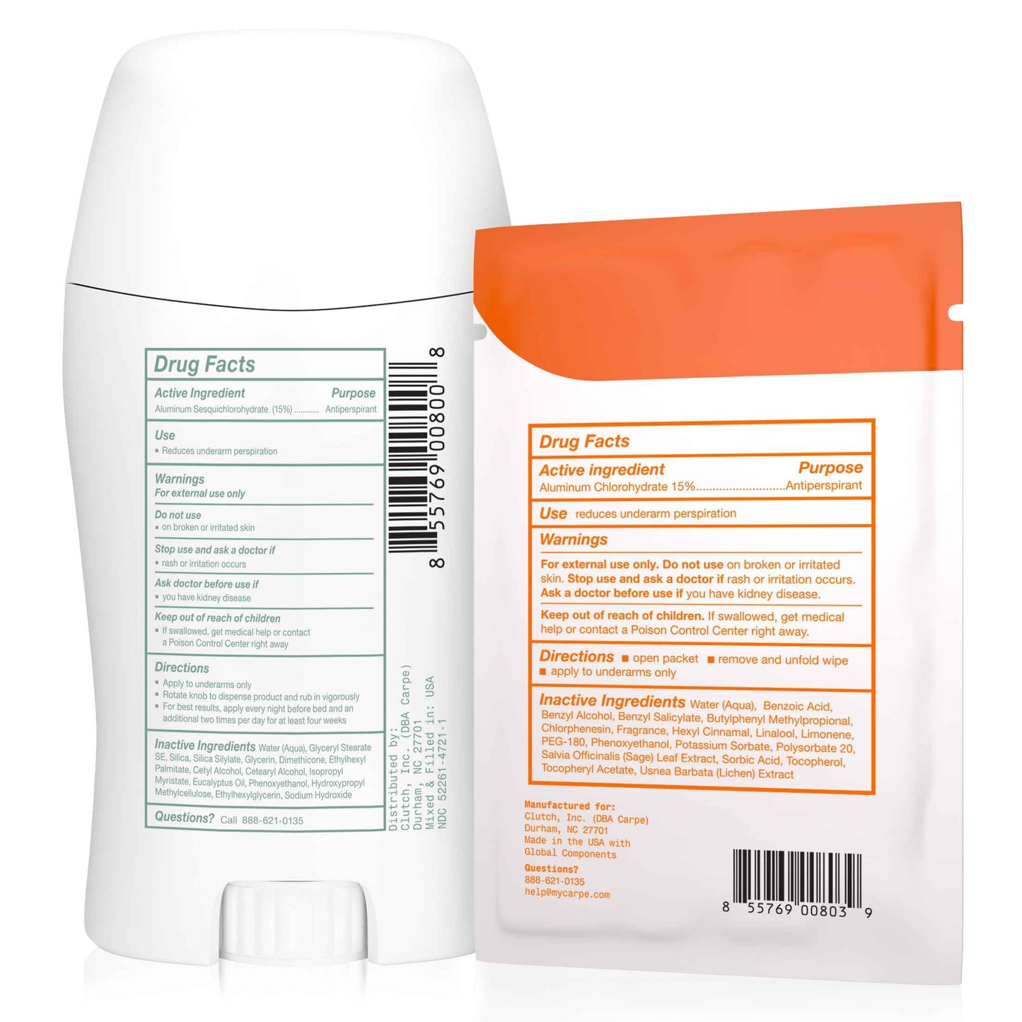 Carpe Antiperspirant Underarm and On-The-Go Wipes Package (1 Underarm Clinical Strength, 15 Individual Antiperspirant On-The-Go Wipes), Stop Excessive Sweat - Great for Hyperhidrosis