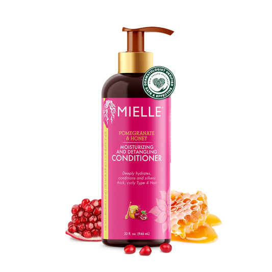 Mielle Organics Pomegranate & Honey Detangling Conditioner for Curly Hair - Deep Moisturizing Conditioner to Help Strengthen Strands, Prevents Breakage and Split Ends & Improves Hydration (32 Fl Oz)