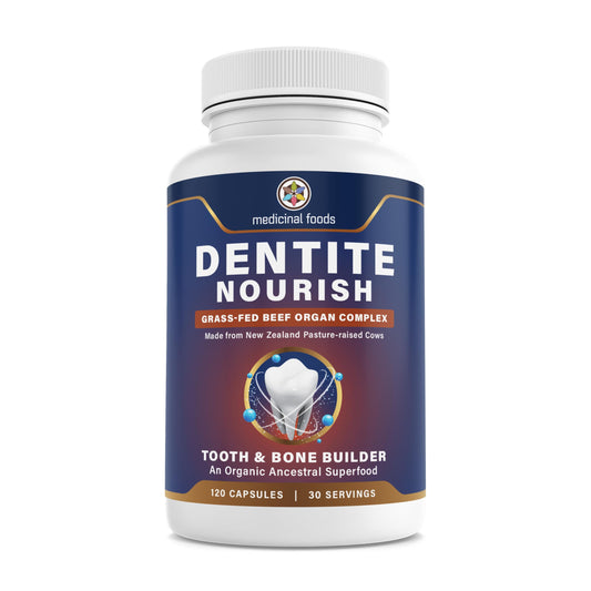 Medicinal Foods Nourish Tooth & Bone Builder | Ancestral Superfood for Enamel Repair & Bone Strength | Grass-Fed Beef Organ Complex | Build Healthy Teeth & Gums | Hormone & GMO Free | 180 Capsule