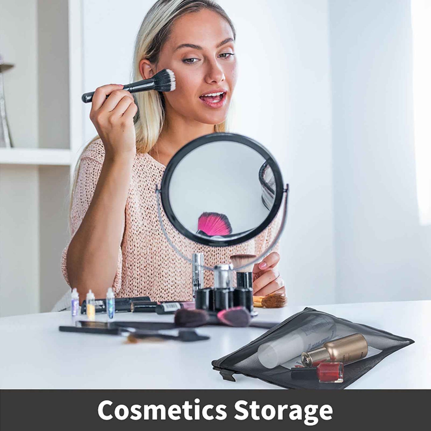 OZY 10 Pieces Nylon Zipper Mesh Pouch,Cosmetic Bags,Zipper Bags for Organizing Storage,Puzzle, Board Games,Multipurpose Travel Bags and Office Supplies (A5 Black)