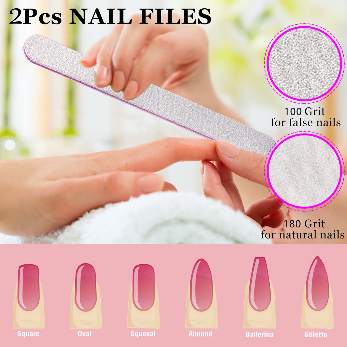 AITRAI 504pcs No C Curve Square Nail Tips, 3XL Extra Long Clear Nail Tips for Acrylic Nails Professional, 12 Sizes Full Cover Acrylic Fake Nail Tips with 2pcs Files for Nail Salon Home DIY