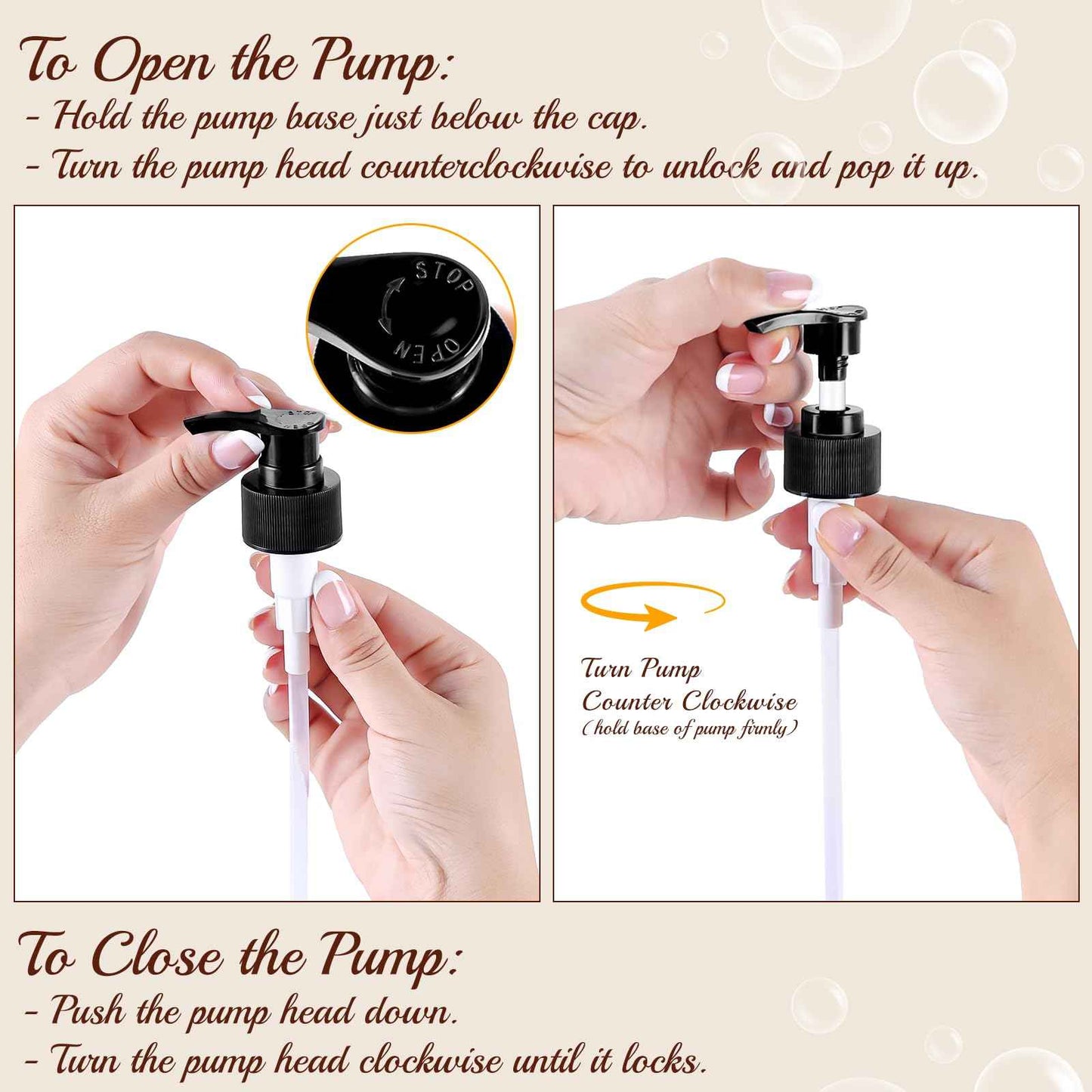 12 Pack Amber Glass Bottles 8oz with Pump Dispensers, Refillable Empty Pump Bottles for Bathroom, Kitchen, Shampoo, Soap, Lotion – Includes 2 Funnels & 12 Labels