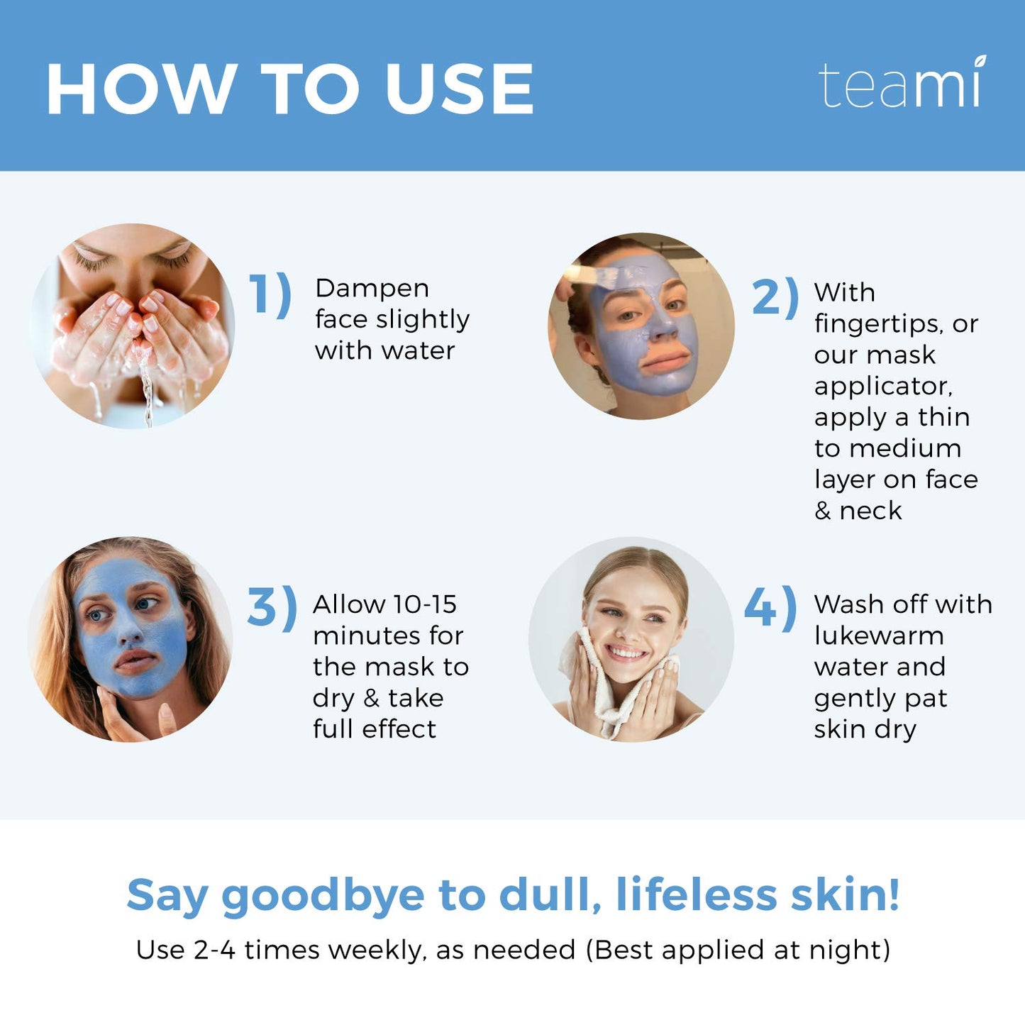 Teami Beauty Facial Mask - Moisturizing Face Mask Skin Care - Anti Acne & Blackhead Remover with Butterfly Pea Flower & Kaolin Clay - Deep Cleansing Face Mask for Oily, Dry, or Sensitive Skin