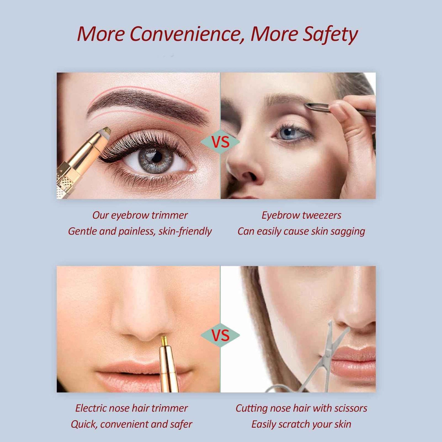 Serfoxd Facial Hair Remover for Women Face, 4 in 1 Electric Eyebrow Trimmer for Nose Neck Leg Arm Armpit Bikini Hair with USB Cable