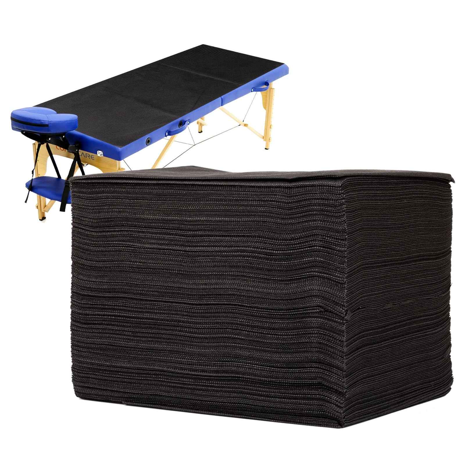 YEEOZOE 50PCS Disposable Bed Sheets, Black Disposable Massage Table Sheets, Disposable Bed Covers for SPA Lash Wax Tattoo Salon, Non Woven Fabric, 71" x 31" White