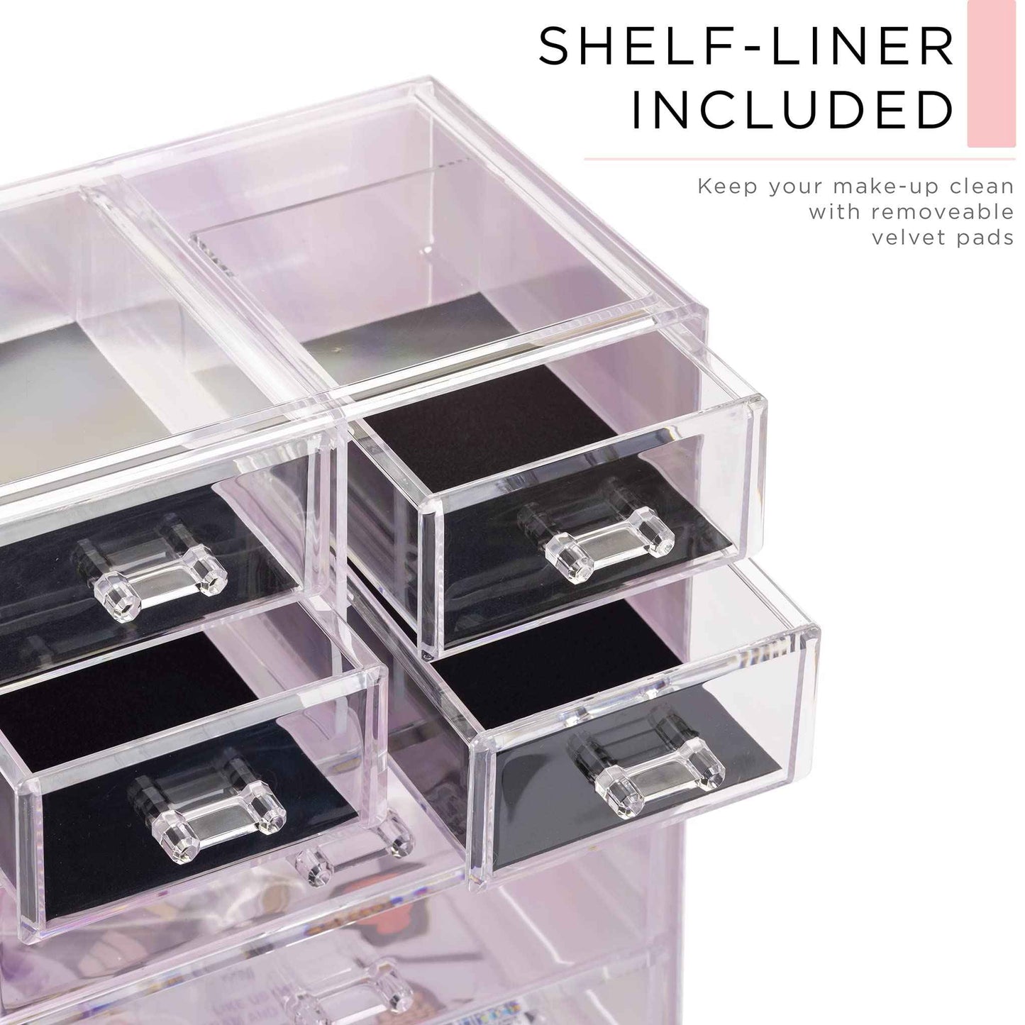 Sorbus Clear Cosmetic Makeup Organizer - Make Up & Jewelry Storage, Case & Display - Spacious Design - Great for Dresser, Bathroom, Vanity & Countertop (3 Large, 4 Small Drawers) [Tie Dye Print]