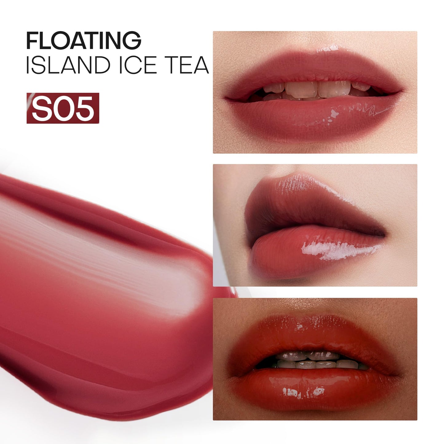 Mistine Lipstick Thai Latte Sheer Aqua Rouge Flowing Plumping Lipstick for Women Non-sticky Hydrating Lipstick Creamy Finish S05 Floating Island Ice Tea 0.12 fl oz,1 Count