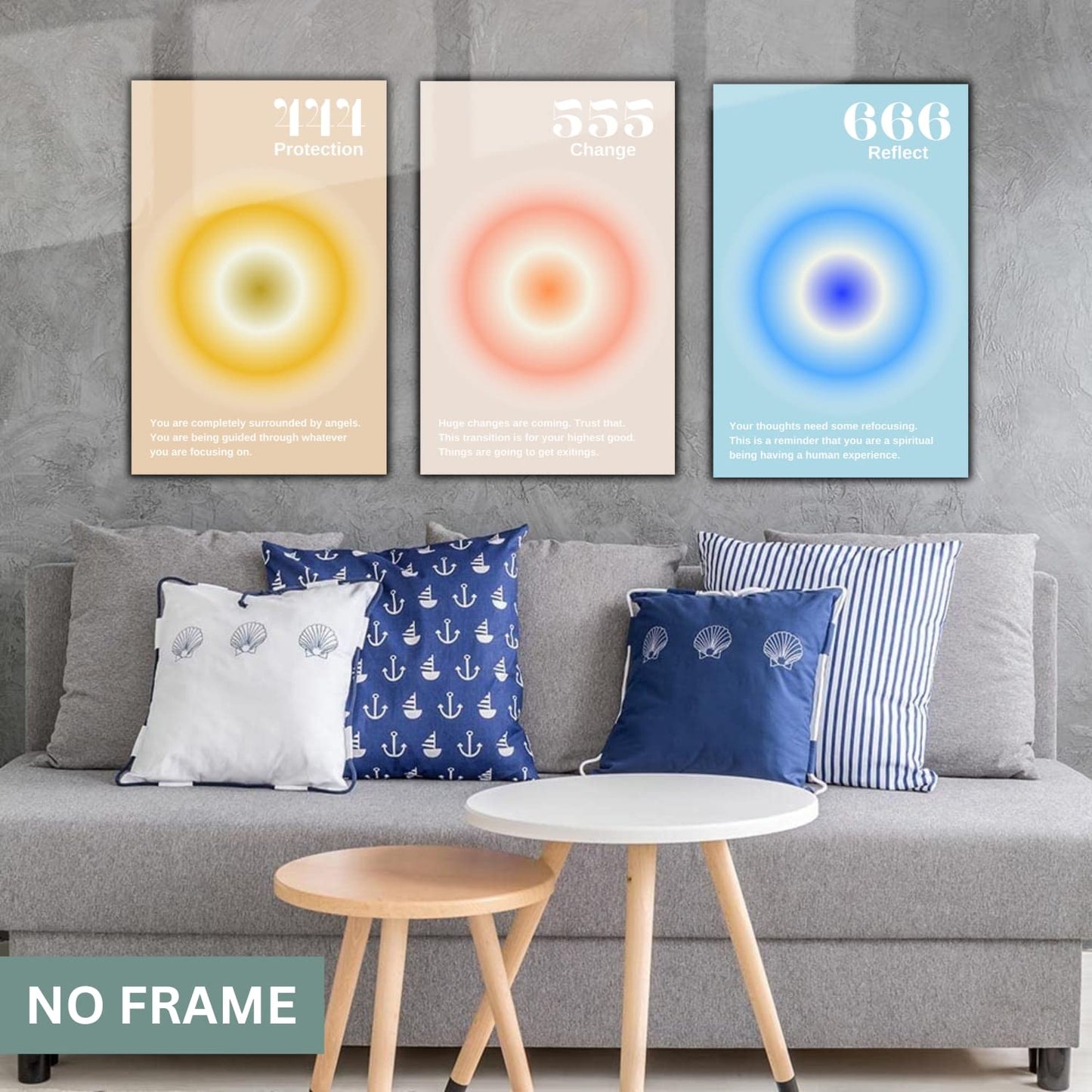 Gradient Aura Angel Numbers Poster Sets for Room Aesthetic Inspirational Quotes Wall Art Paintings Abstract Minimalist Room Wall Decor - 11x17in LAMINATED - No Frame (Angel Numbers 444, 555, 666)