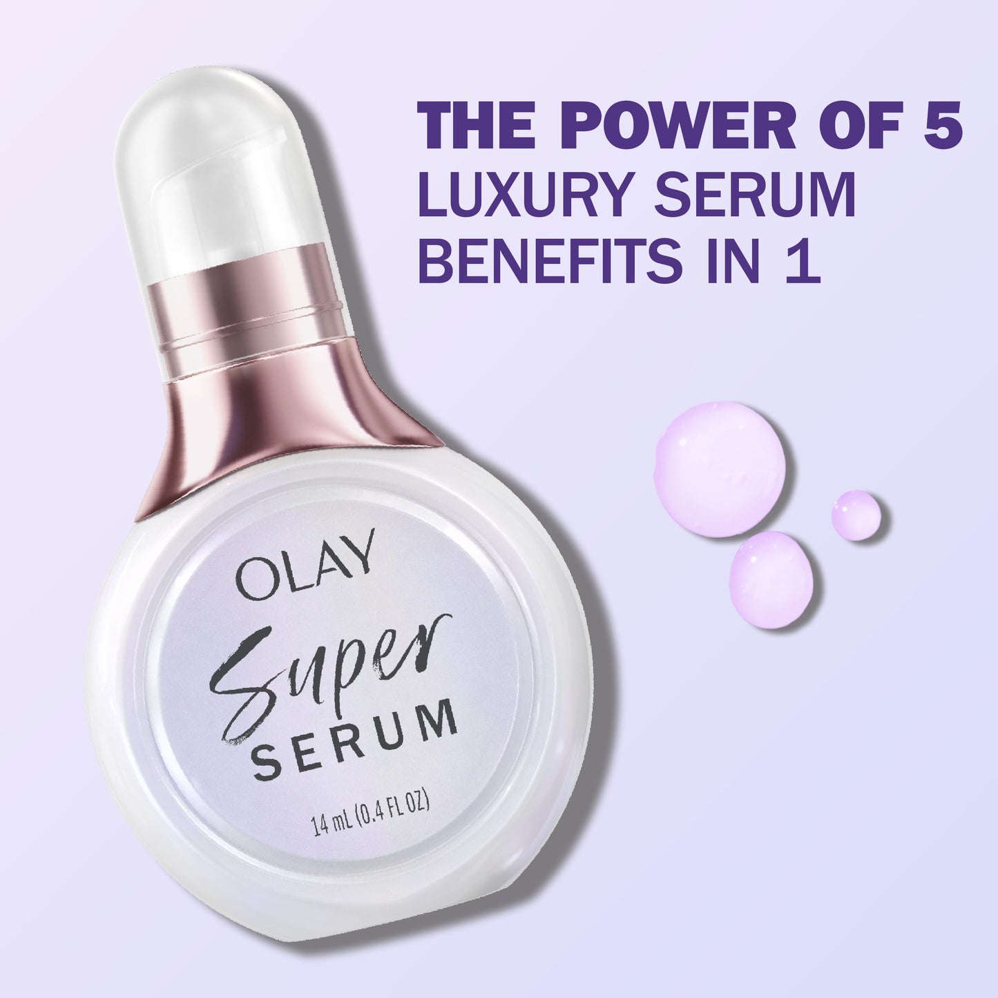 Olay Super Serum Trial Size 5-in-1 Lightweight Resurfacing Face Serum, 0.4 fl oz, Smoothing Skin Care Treatment with Niacinamide, Vitamin C, Collagen Peptide, Vitamin E, and AHA