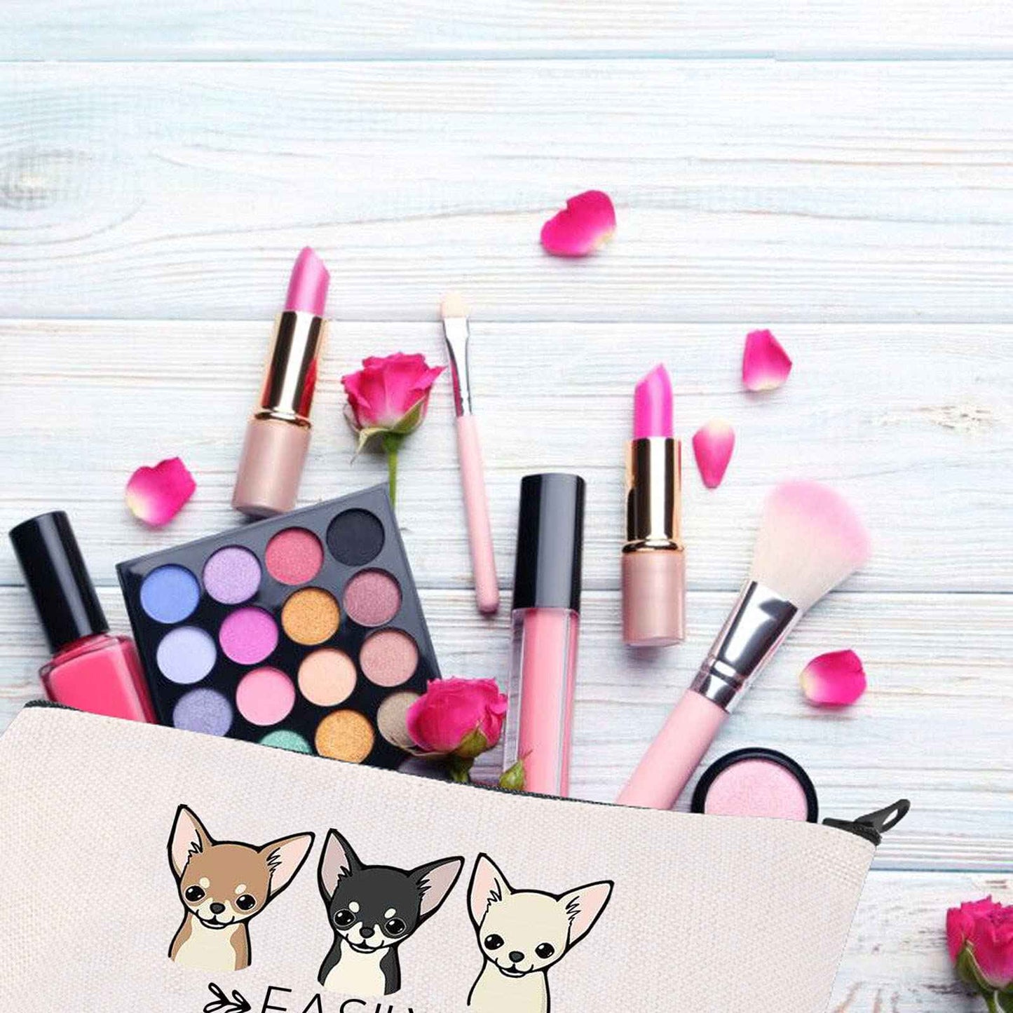 BDPWSS Chihuahua Gift For Chihuahua Lover Cute Chihuahua Makeup Bag Chihuahua Dog Puppy Gift Funny Chihuahua Themed Cosmetic Bag For Chihuahua Mom (Chihuahua Puppies)
