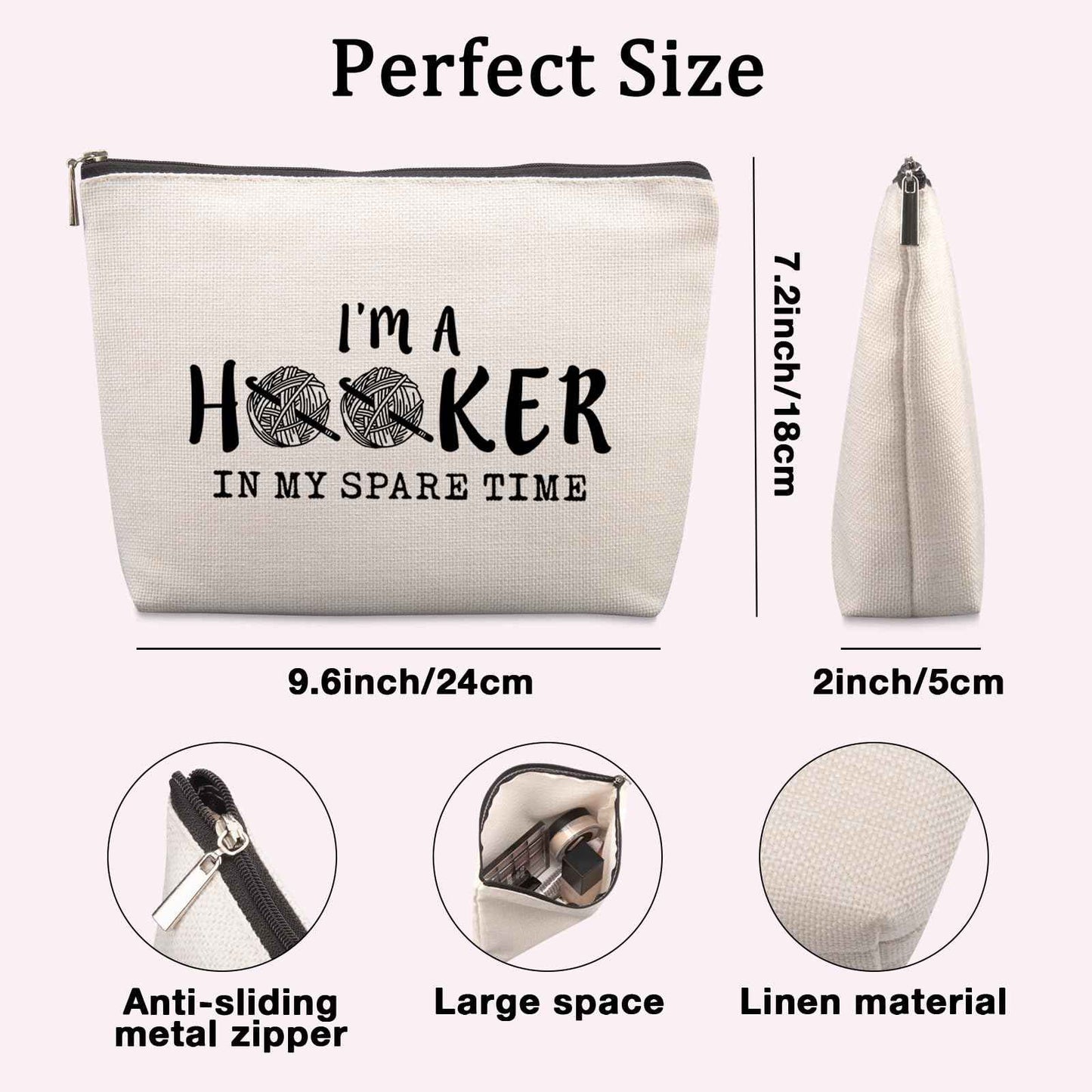 Lcoanriut Funny Crochet Gifts Makeup Bag, Crochet Gifts for Crochet Lovers, Crochet Knitting Gifts Christmas Friendship Fun Gifts Funny Birthday Gifts for Women Friends Sister Mom Travel Cosmetic Bag