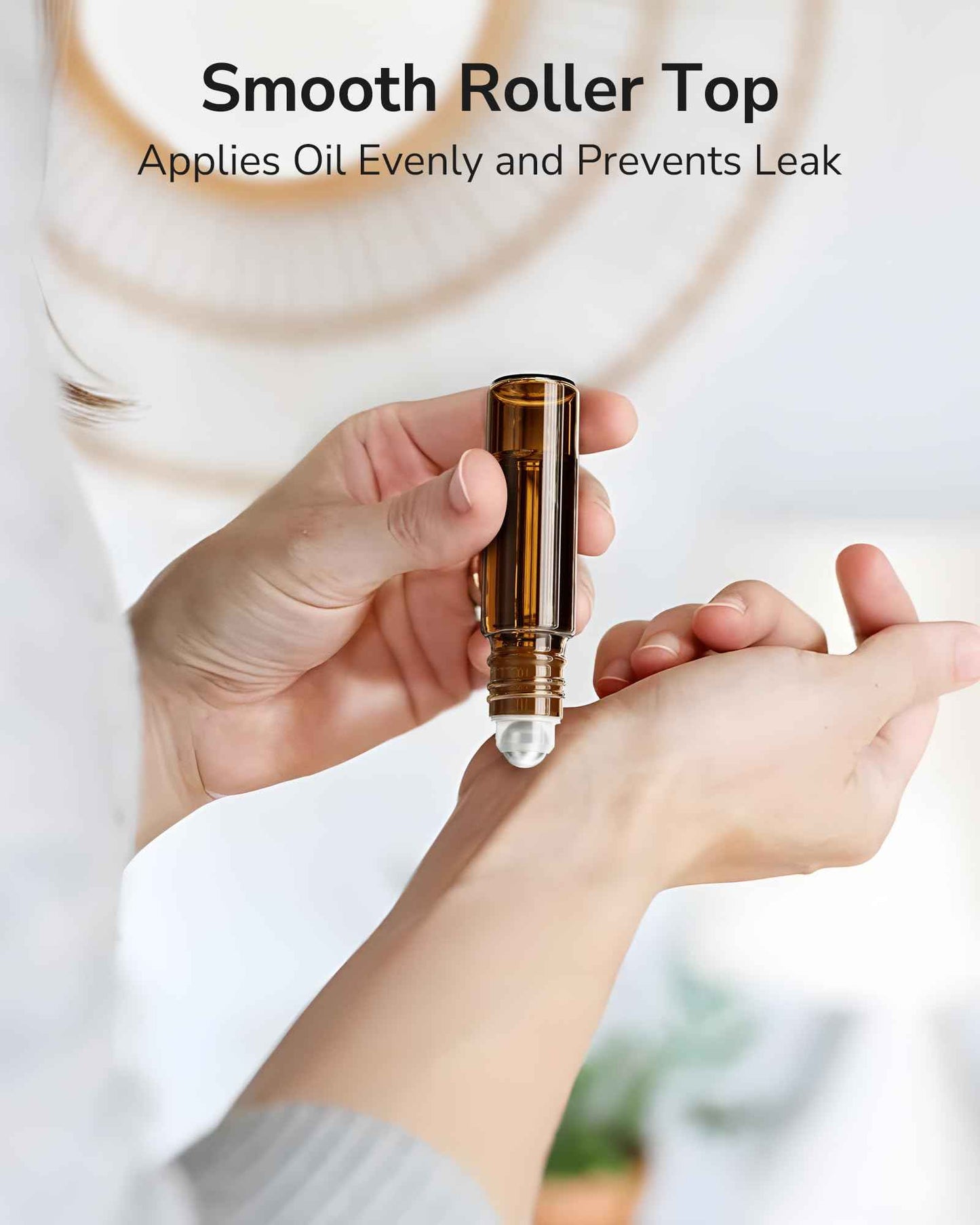 ULG 24-Pack Essential Oil Roller Bottles 10ml, Empty Bottles with Stainless Steel Roller Balls and Waterproof Labels, Amber Roller Balls For Essential Oils