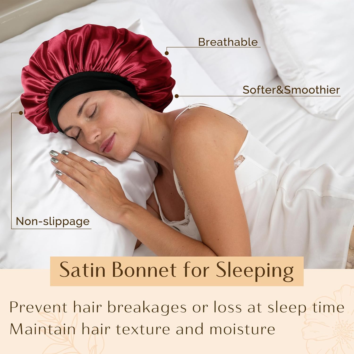 YANIBEST Silk Bonnet for Men Women Hair Bonnet for Sleeping Double Layer Satin Bonnets for Black Women Curly Hair Sleep Cap
