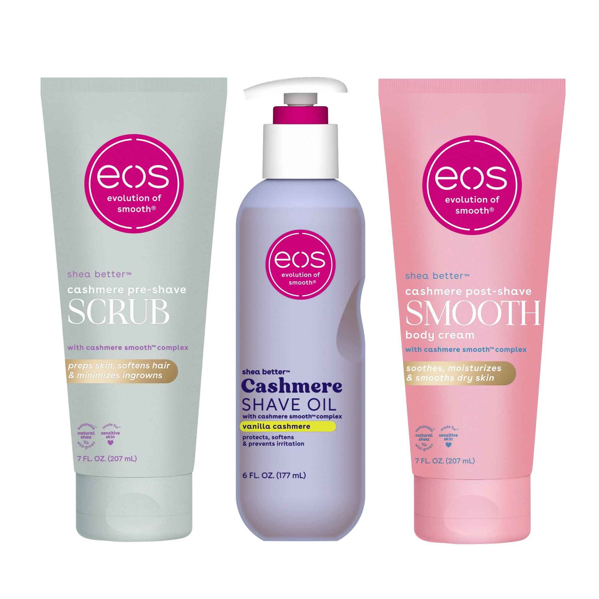 Bundle of eos Cashmere 3 Step Skin Collection Vanilla Cashmere Scented, 72-Hour Hydration