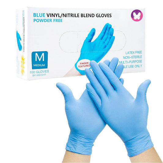 GoLashFun Disposable Nail Gloves M,100PCS Blue Non-latex Disposable Nitrile Gloves Powder Free Medium Gloves for Nail Art Tools,Nails Salon Accessories Supply