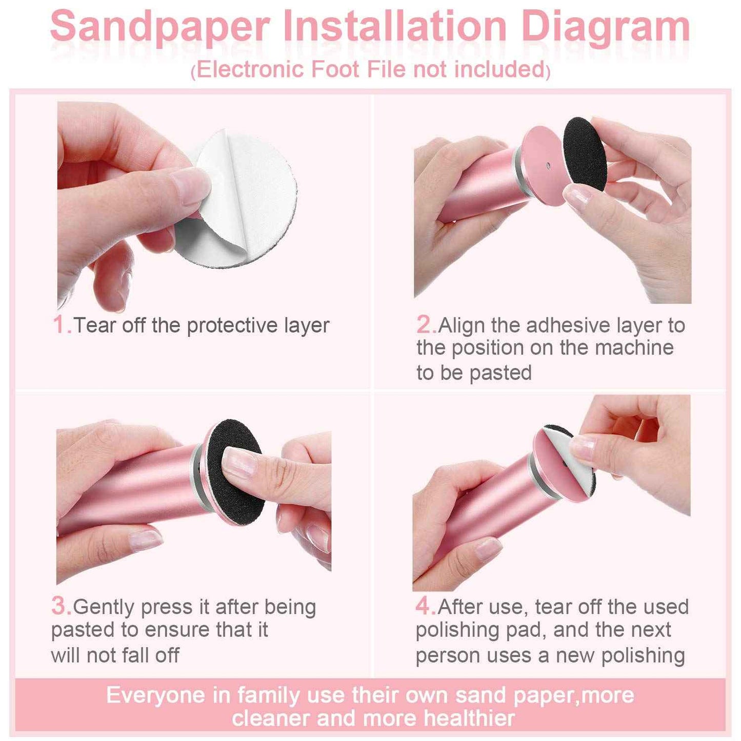 120 Pieces Replacement Sandpaper Discs for Electric Foot File Adjustable Speed Callus Remover Tool Sandpaper Pad Disks Replaceable for Men Women Dead Cracked Hard Skin (Pack of 2)