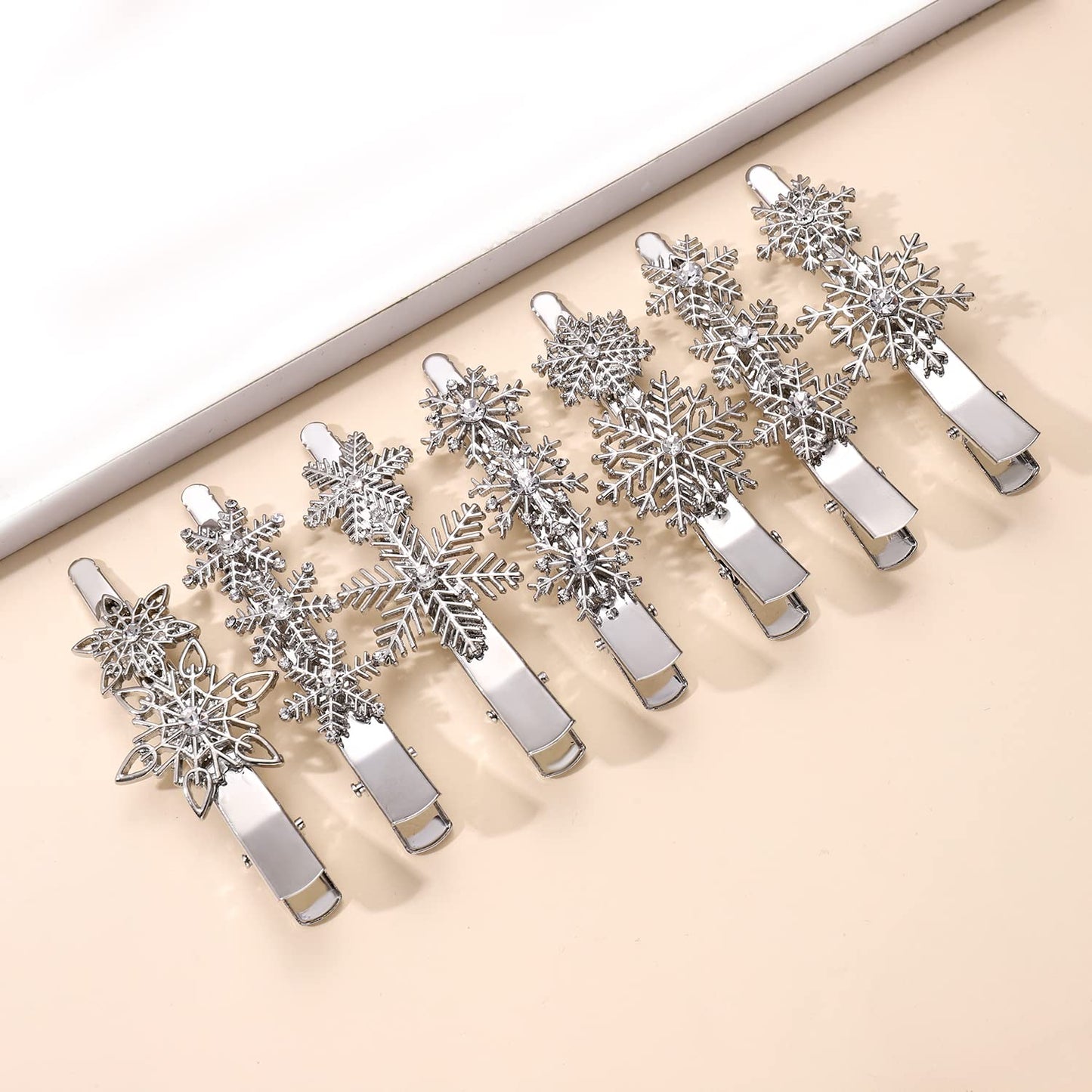 Christmas Hair Clips Snowflake Hair Clips for Women Girls Rhinestone Snowflake Hair Pin Barrette Accessories (Silver)