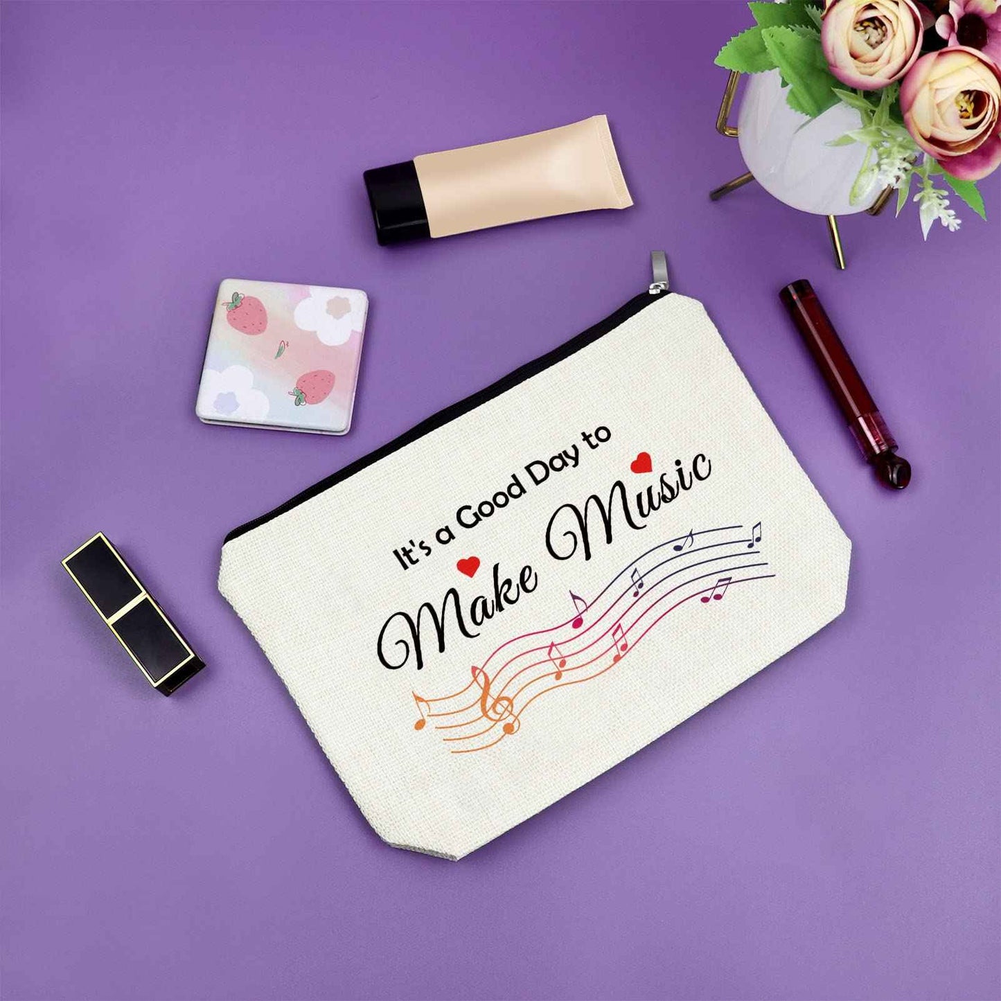 Sazuwu Music Lover Makeup Bag Cosmetic Organizers Music Teacher Appreciation Festival Gift Themed Gifts for Students Graduation Birthday Christmas