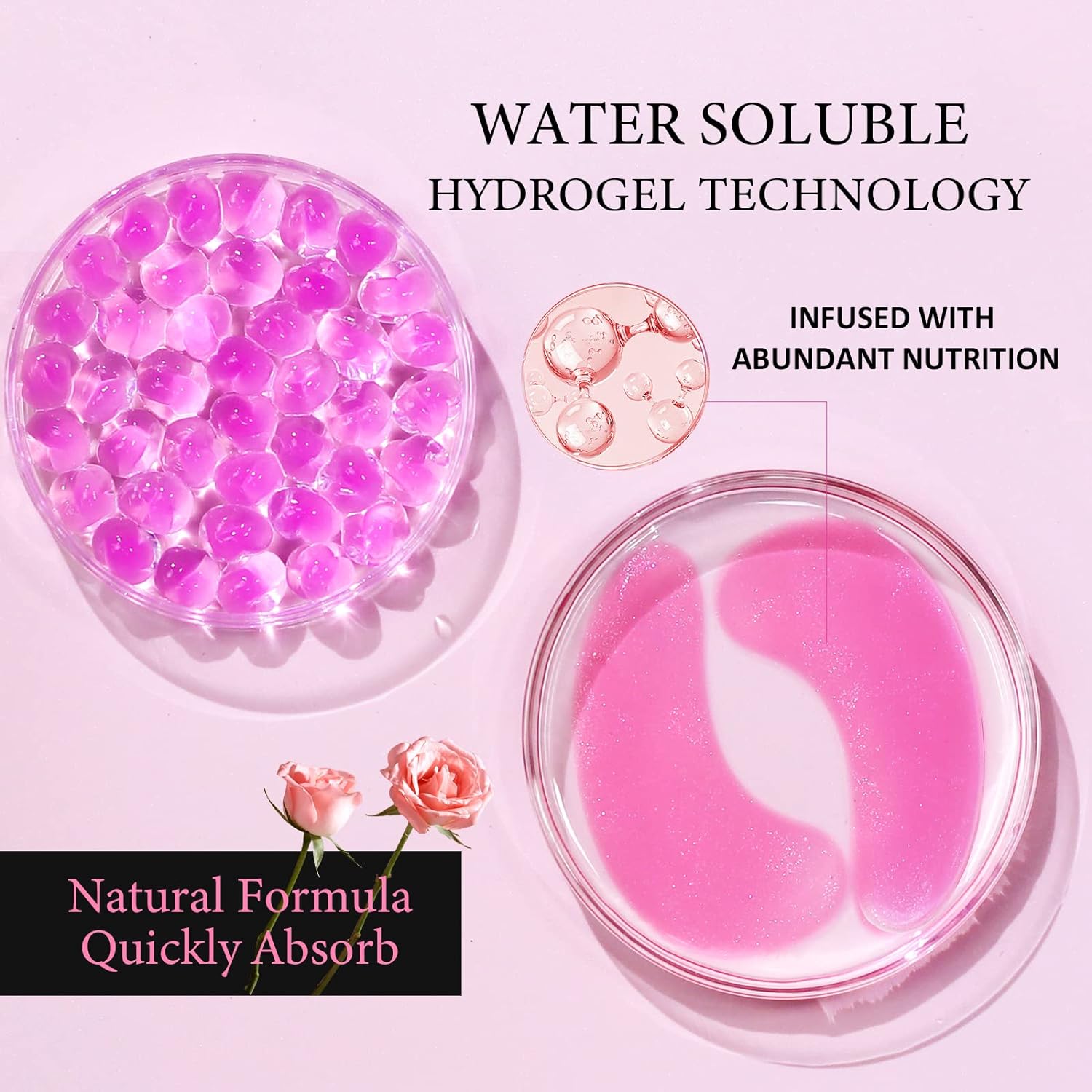 Under Eye Patches Gold and Hyaluronic Acid for puffy eyes,Rose Eye Masks for Dark Circles and Puffiness skin care Smooth Wrinkles products 30 Pairs