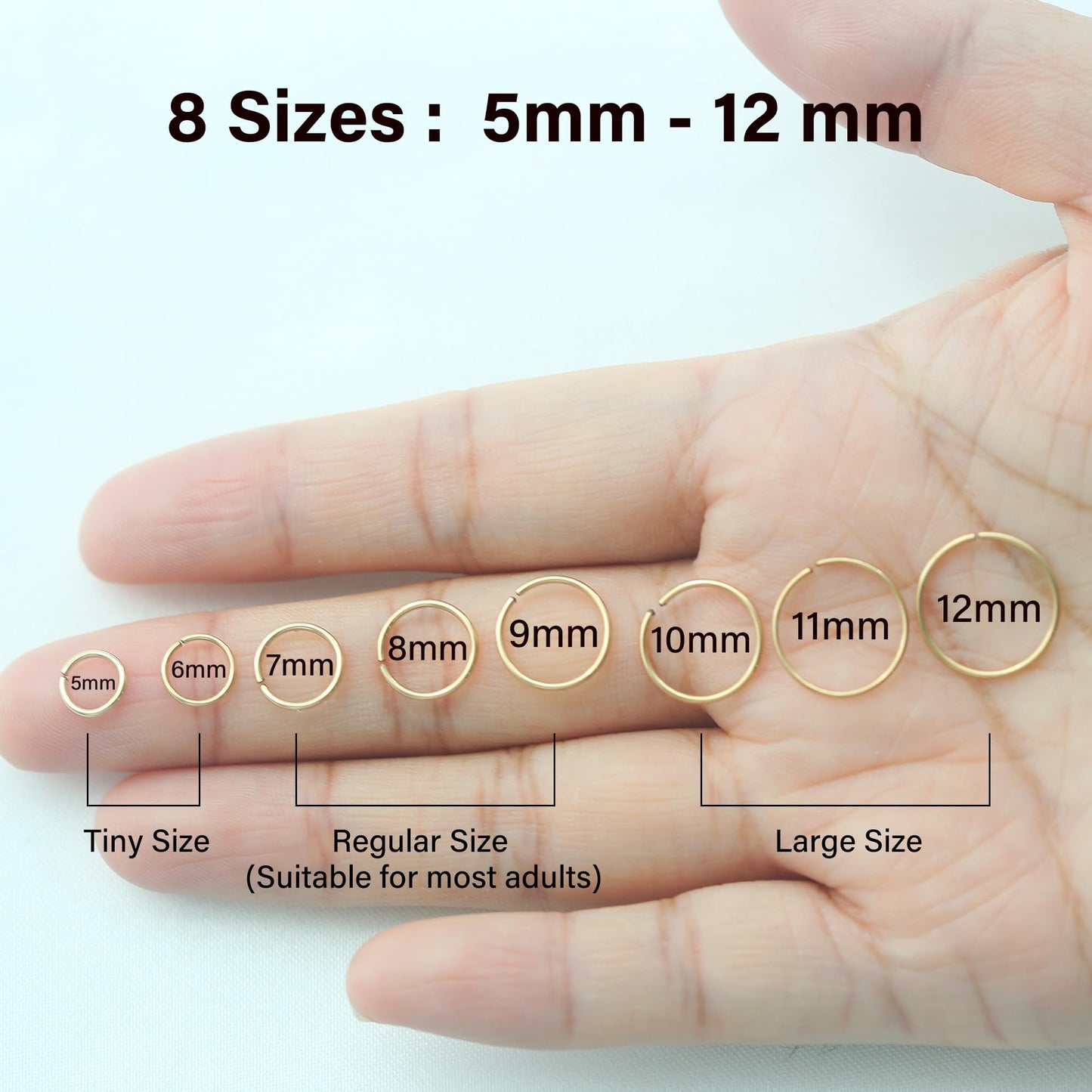 5mm Super Tiny Thin Nose Rings Hoops for Women/Men, Small Rose Gold Nose Rings 20g for Nose Piercings (1pc - 20 gauge - 5mm, 14K Rose Gold Filled)