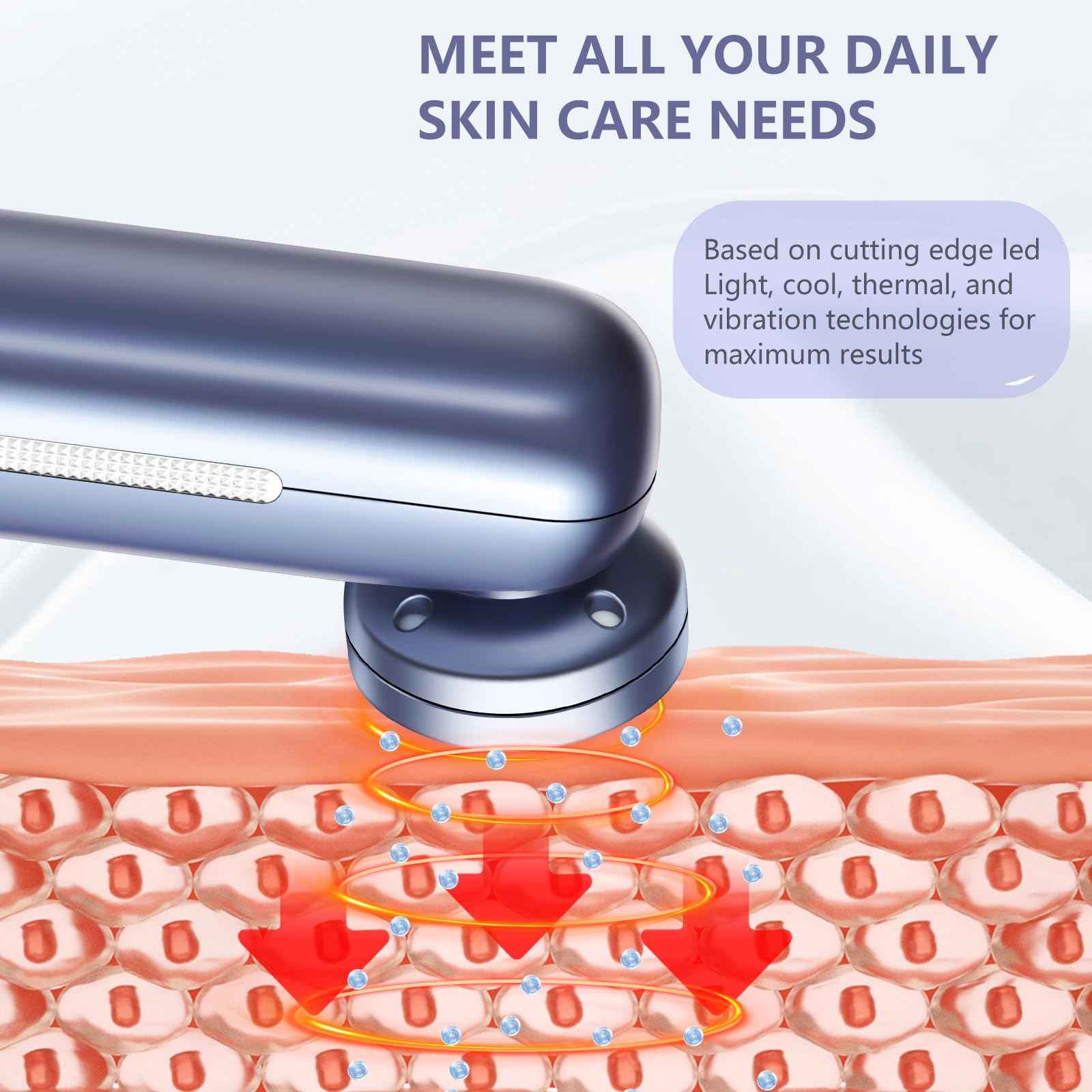 MASIKE Facial Massager for Face, Portable Electric Face Massager 7 in 1 Red Light Therapy Beauty Device Tool for Skin Care at Home