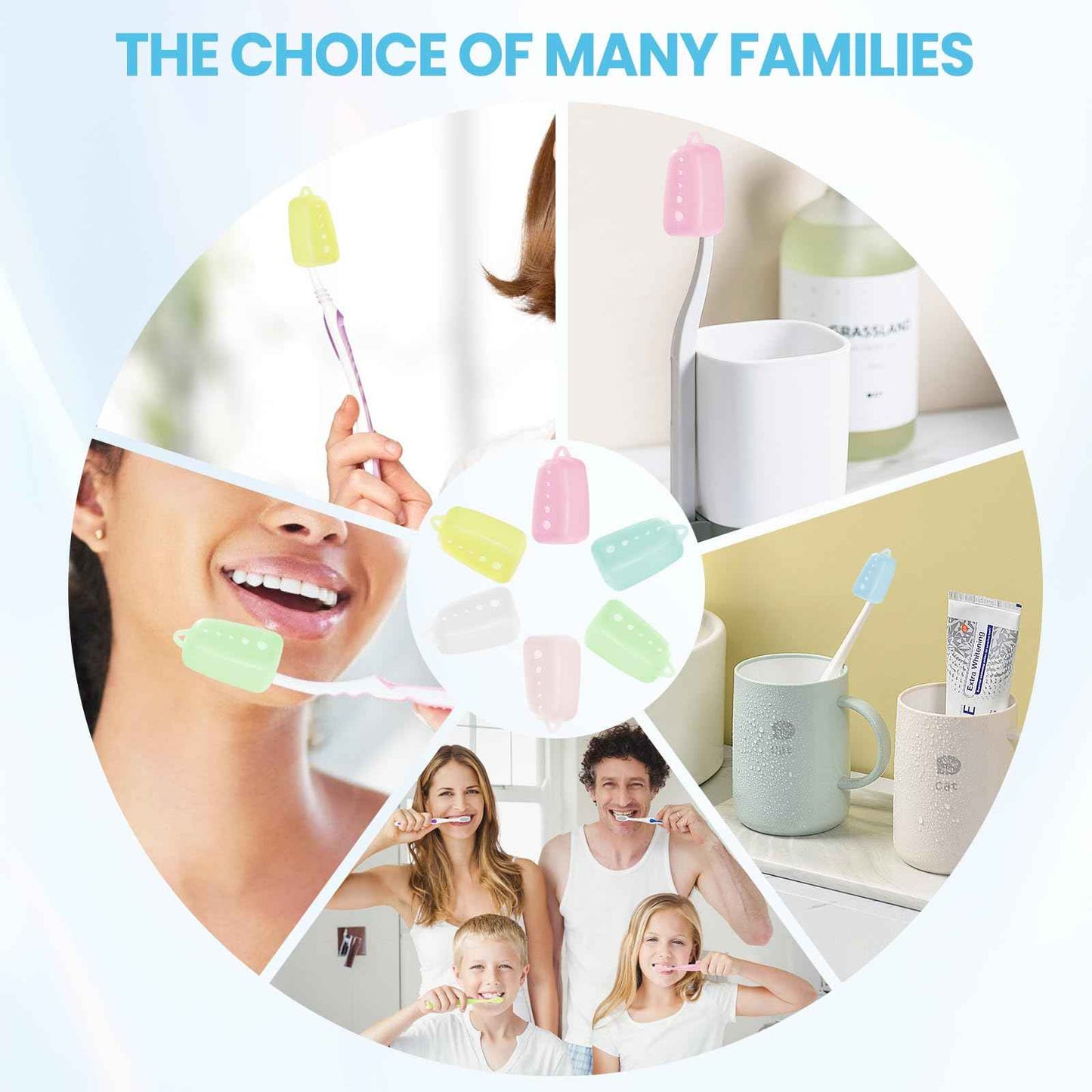 Lapfoon 6 Packs Silicone Toothbrush Covers, Tooth Brush Cover Cap for Electric & Manual Toothbrushes, Toothbrush Travel Essentials