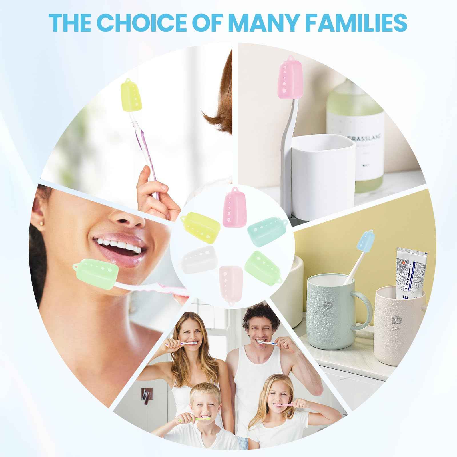 Lapfoon 6 Packs Silicone Toothbrush Covers, Tooth Brush Cover Cap for Electric & Manual Toothbrushes, Toothbrush Travel Essentials
