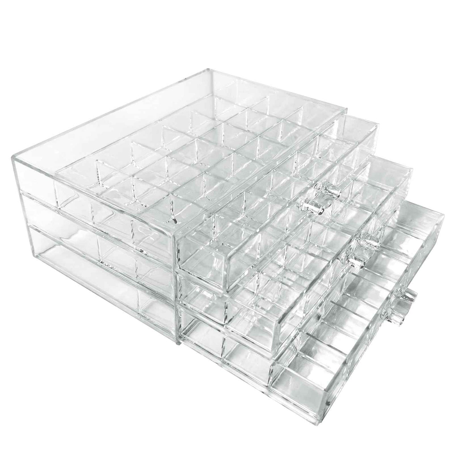 Guolich 3 Tier 72 Lattice Nail Organizers and Storage Clear Acrylic Nail Jewellery Accessories Storage Case Holder Shelves Display Rack Stand for Painted Glue,Brushed Glue,Carving Glue Nail Table