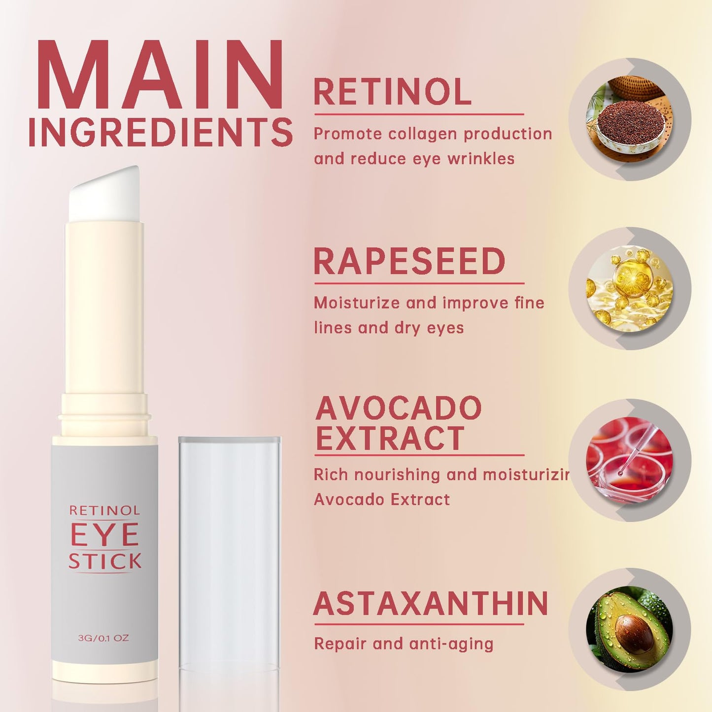 2Pcs Retinol Eye Stick, Retinol Under Eye Cream for Puffiness and Dark Circles, Hydrating Eye Cream Anti Aging for Enhanced Under Eye Nourishment.