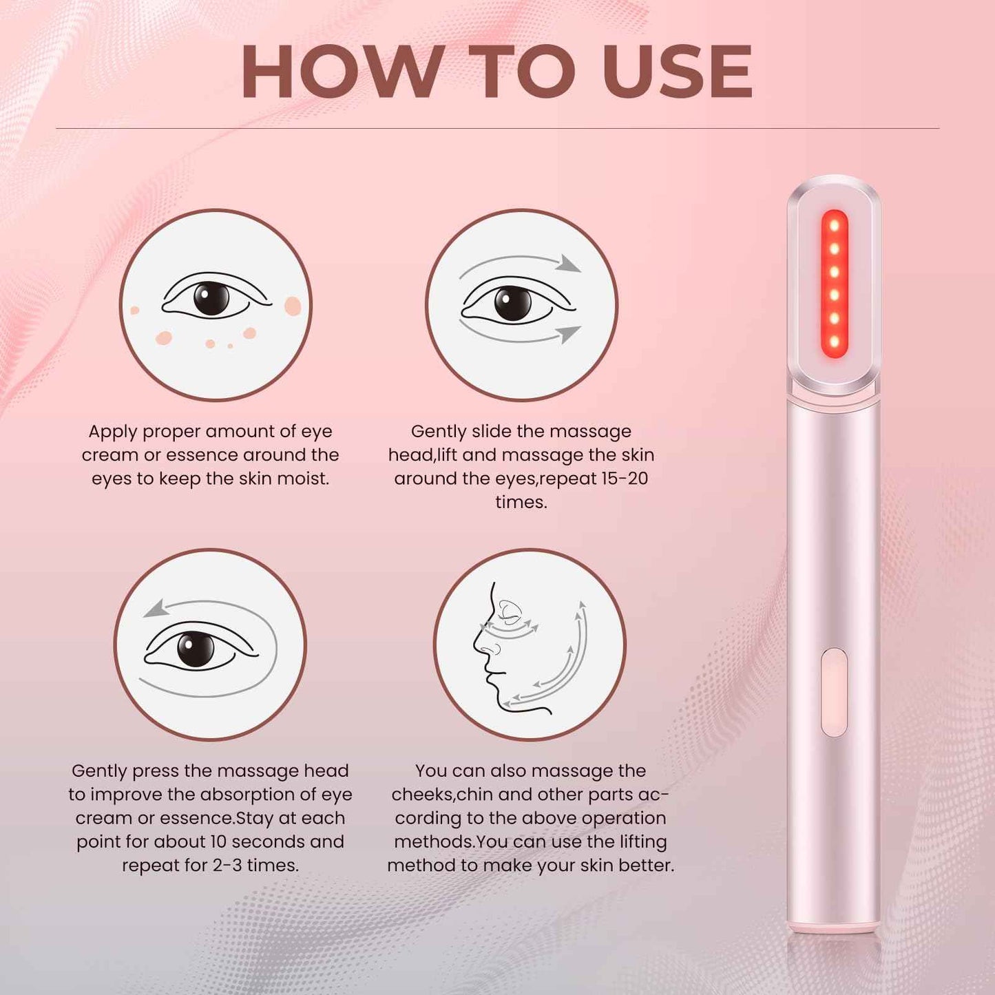 Red-Light-Therapy-for-Face,7 in 1 LED Light-Therapy-Wand for Face and Neck - Microcurrent Facial Device for Anti-Aging - Face & Eye Massager Skincare (7 Colors led Light)