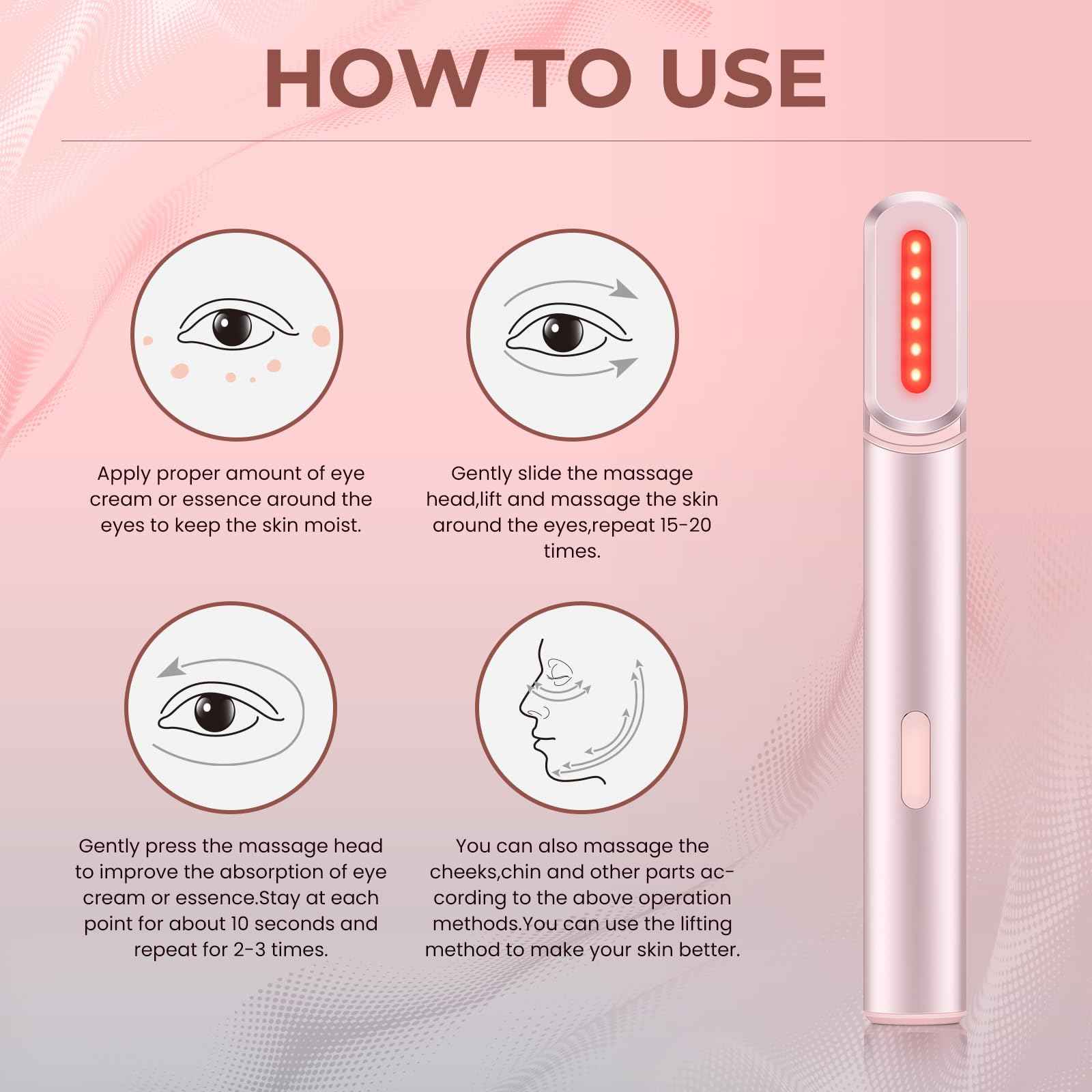 Red-Light-Therapy-for-Face,7 in 1 LED Light-Therapy-Wand for Face and Neck - Microcurrent Facial Device for Anti-Aging - Face & Eye Massager Skincare (7 Colors led Light)