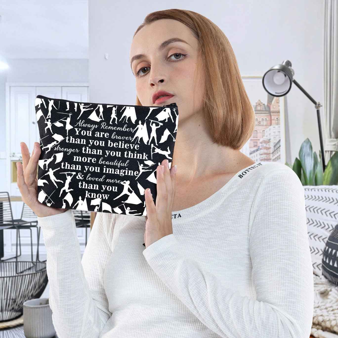 G2TUP Color Guard Gift Makeup Bag Flags Cosmetic Bag You're Braver Than You Believed Colorguard Gift