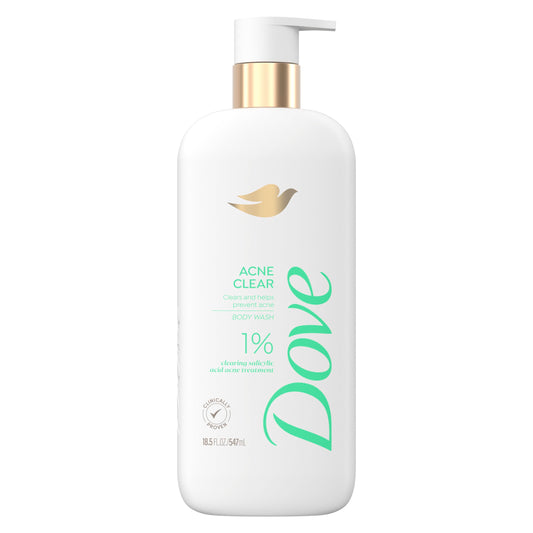 Dove Body Wash Acne Clear Clears & helps prevent acne 1% clearing salicylic acid acne treatment 18.5 oz