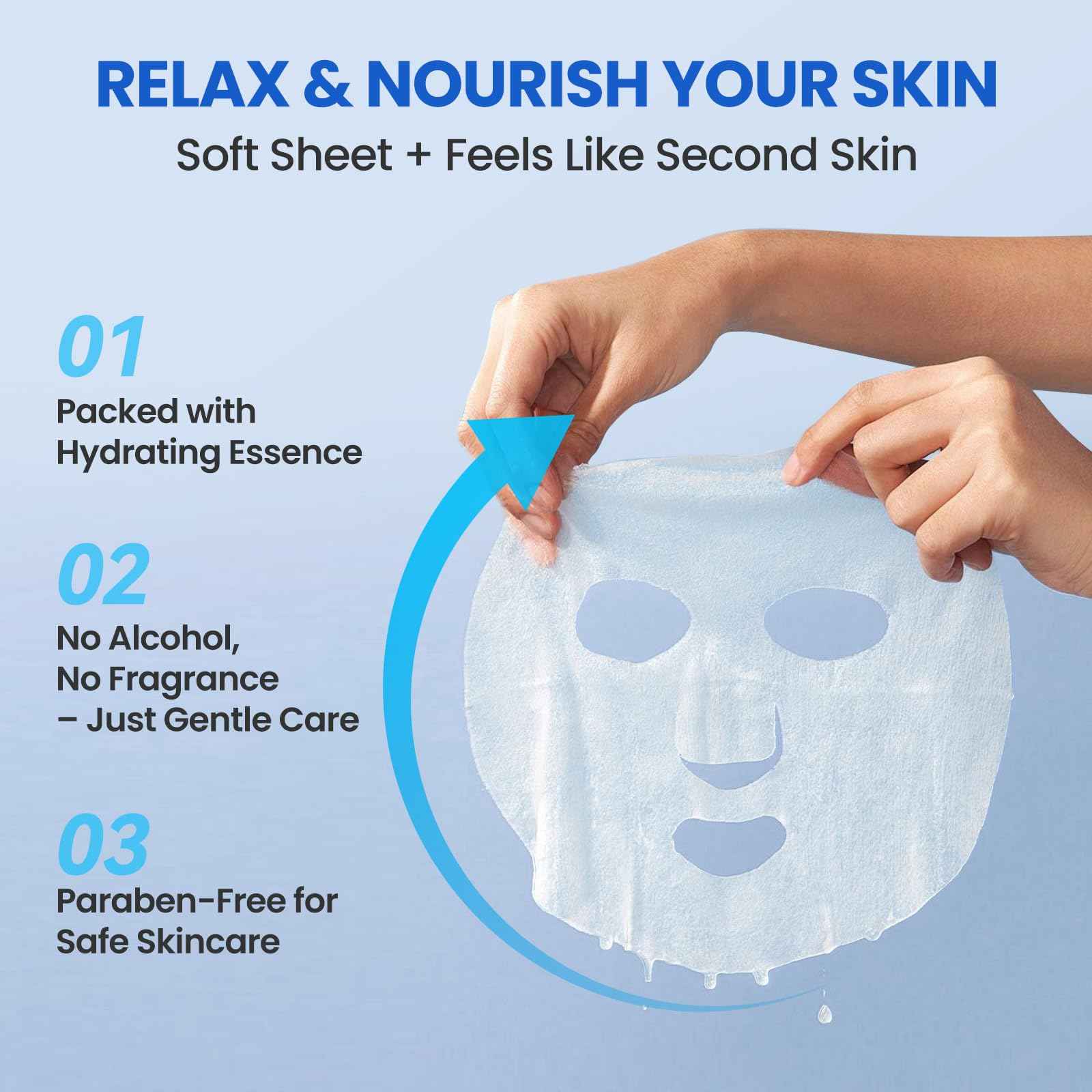 Liyawudo 18 Pack Centella Asiatica Face Mask Set – Hydrating Face Masks with Green Tea, Sakura & Charcoal | Moisturizing Facial Masks for Women | Sensitive & All Skin Types