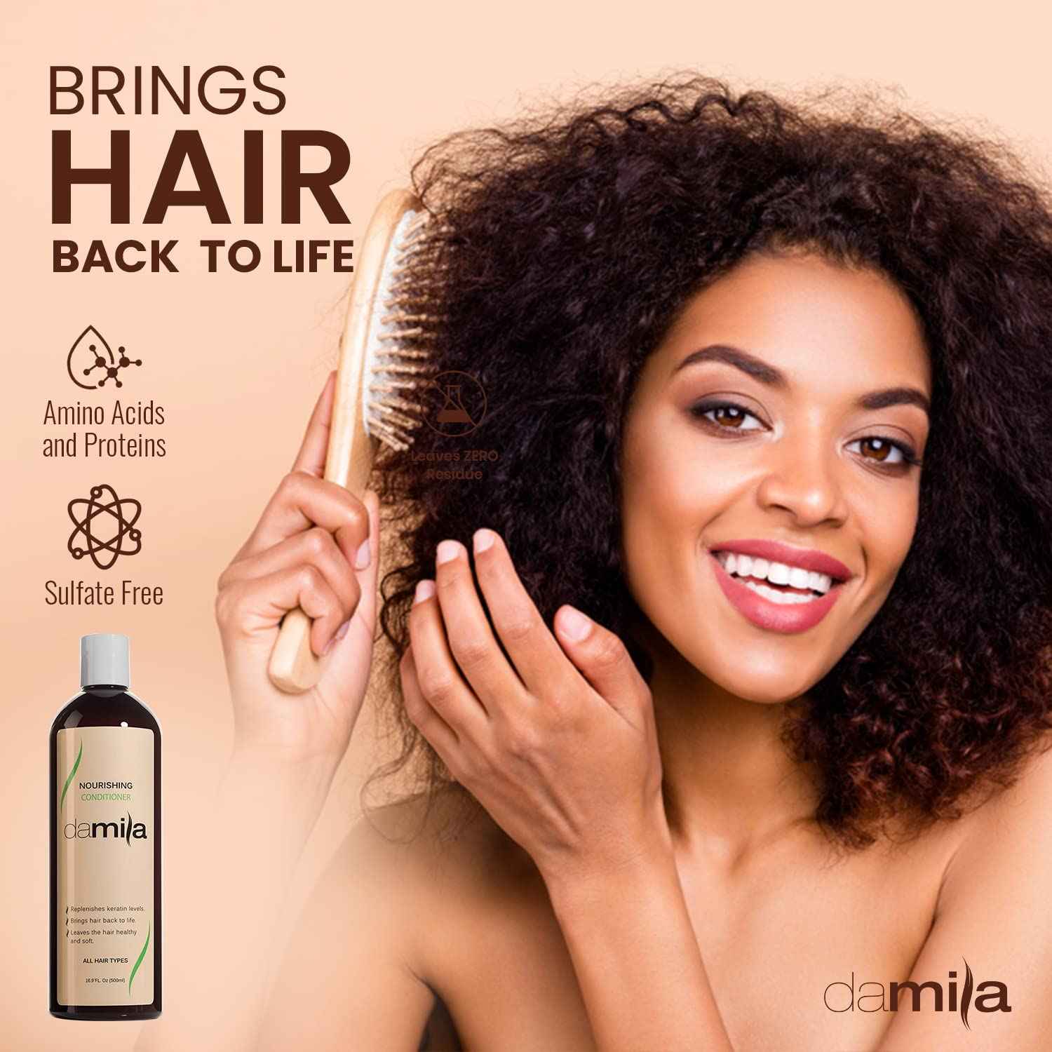 damila Nourishing Conditioner with Keratin & Aloe Vera - Perfect for Damaged, Frizzy, Curly, or Dry Hair (33.8 Fl Oz)