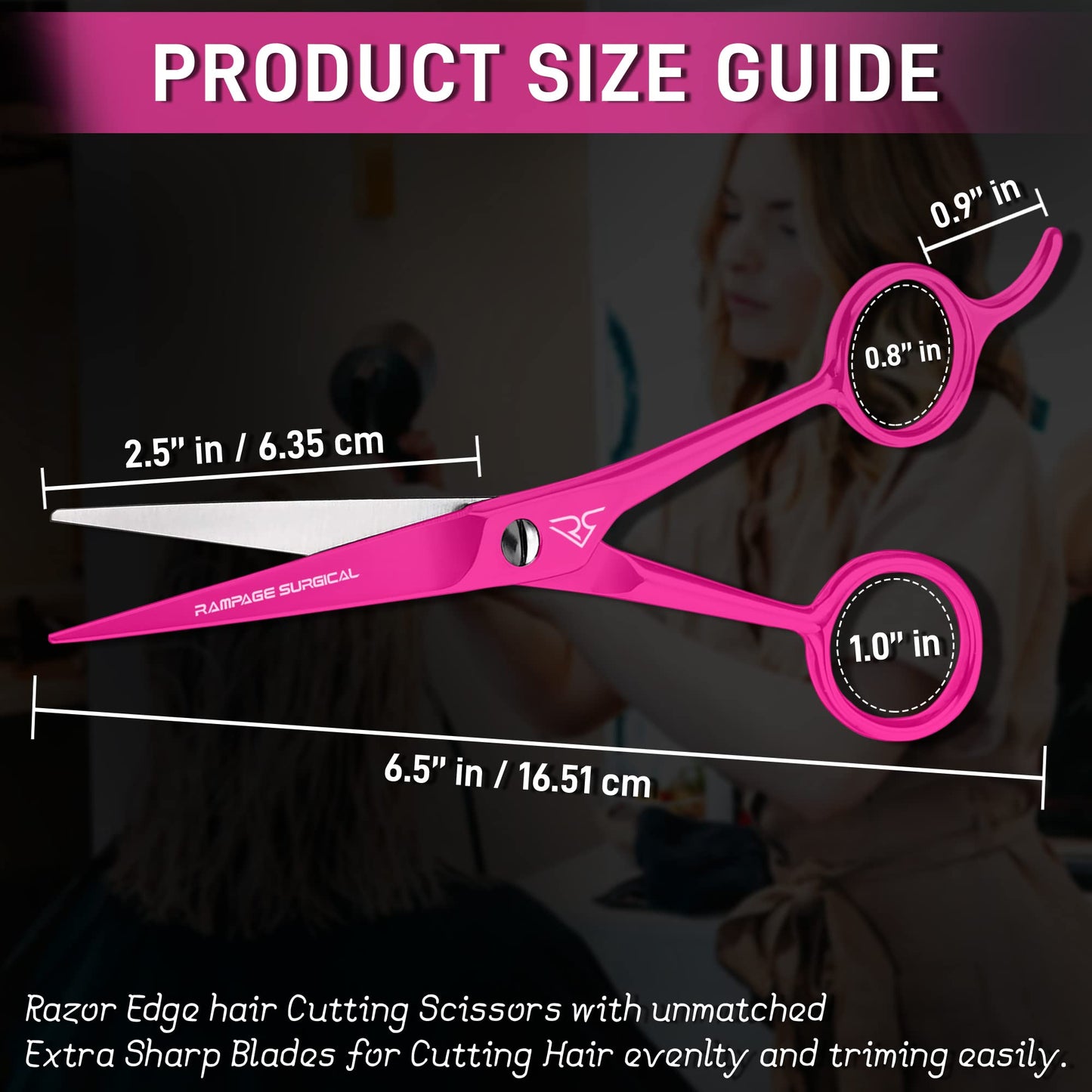 Professional Hairdresser Scissors 6.5" Inch Pink Hair Cutting Shears Japanese Stainless Steel Salon Barber Scissors (Barber Scissors, Japanese, B-4)