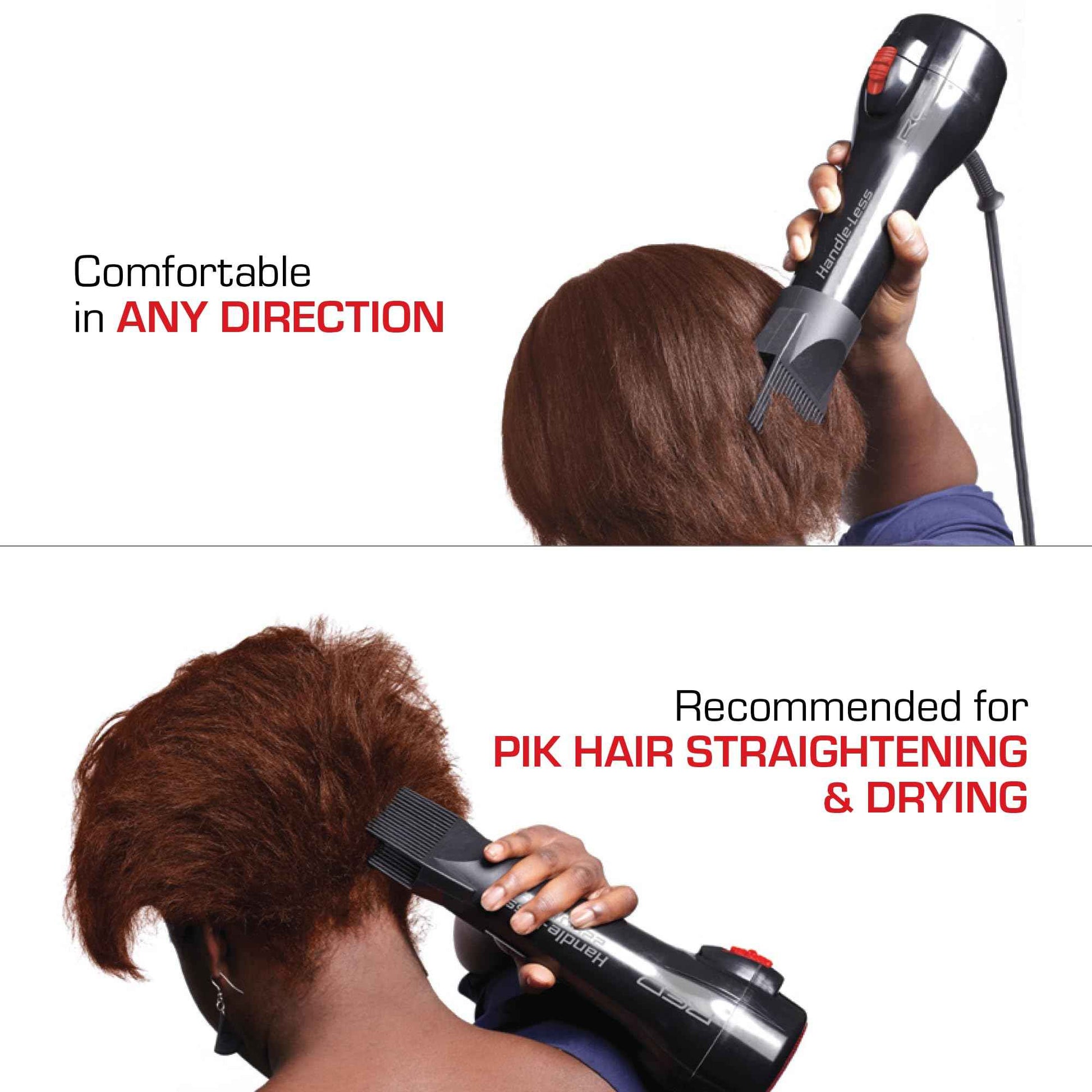 RED by Kiss Handle-Less 2200W Ceramic Tourmaline Hair Dryer, 3 Heat Settings, Pro Blow Dryer with Comb Attachment, Ionic for Frizz-Free Shine, Detangler & Straightening for 4C