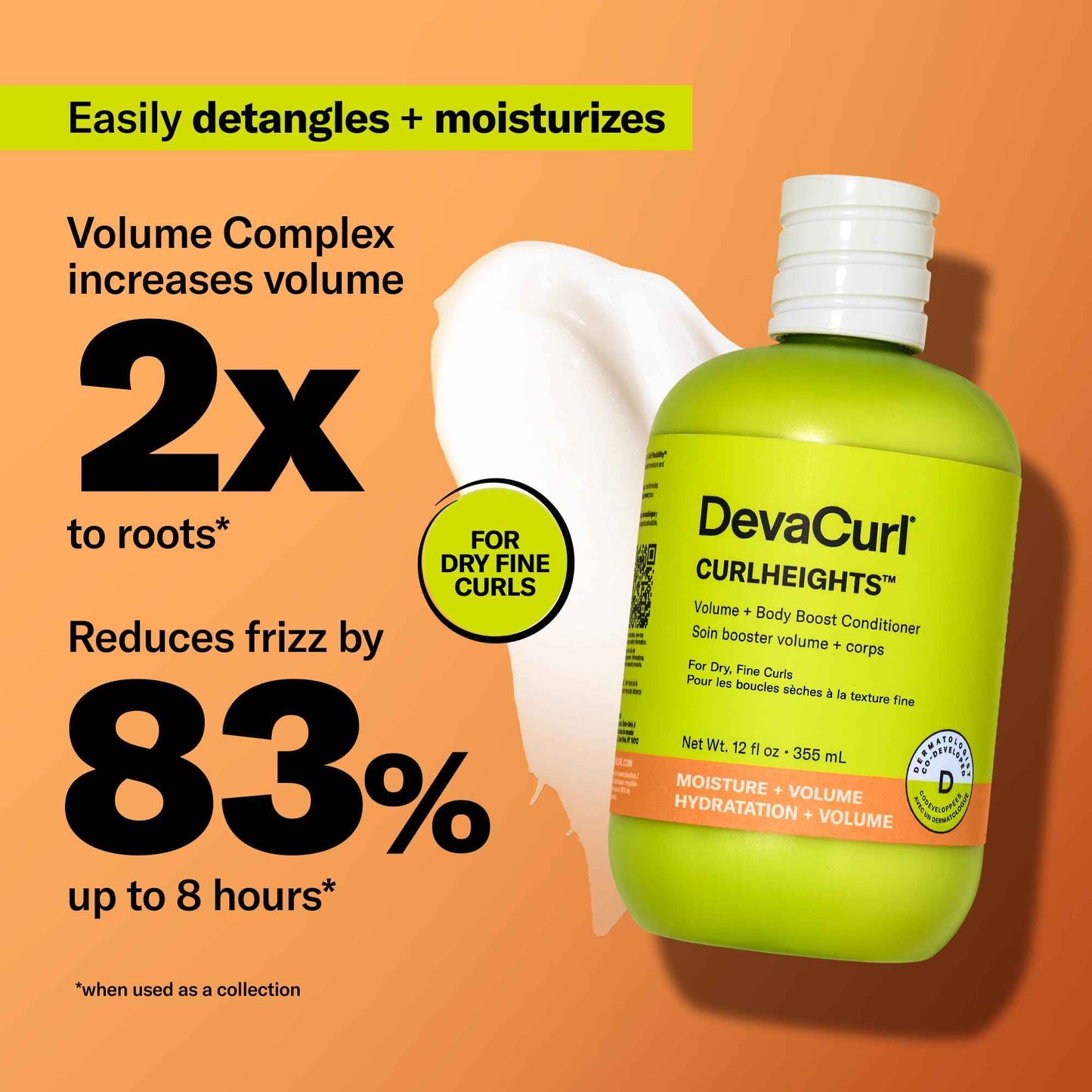 DevaCurl CurlHeights Volume + Body Boost Conditioner, 12 oz