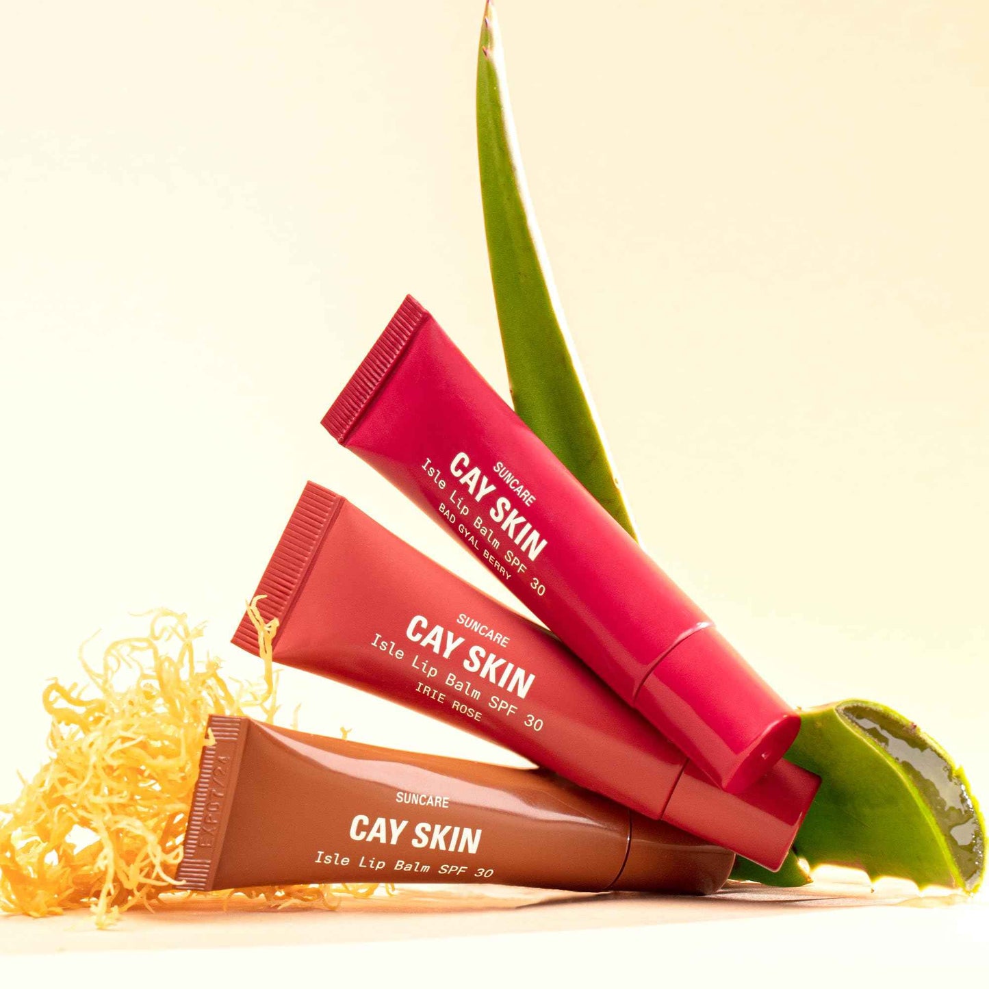 Isle Glow Lip Balm with SPF 30 (Pack of 3) - SPF Lip Balm w/Sea Moss, Aloe Stem Cells, Vitamin E & More - Vegan Lip Balm With Sunscreen - Non-Sticky & Glossy Hydrating Lip Balm for All Skin Tones