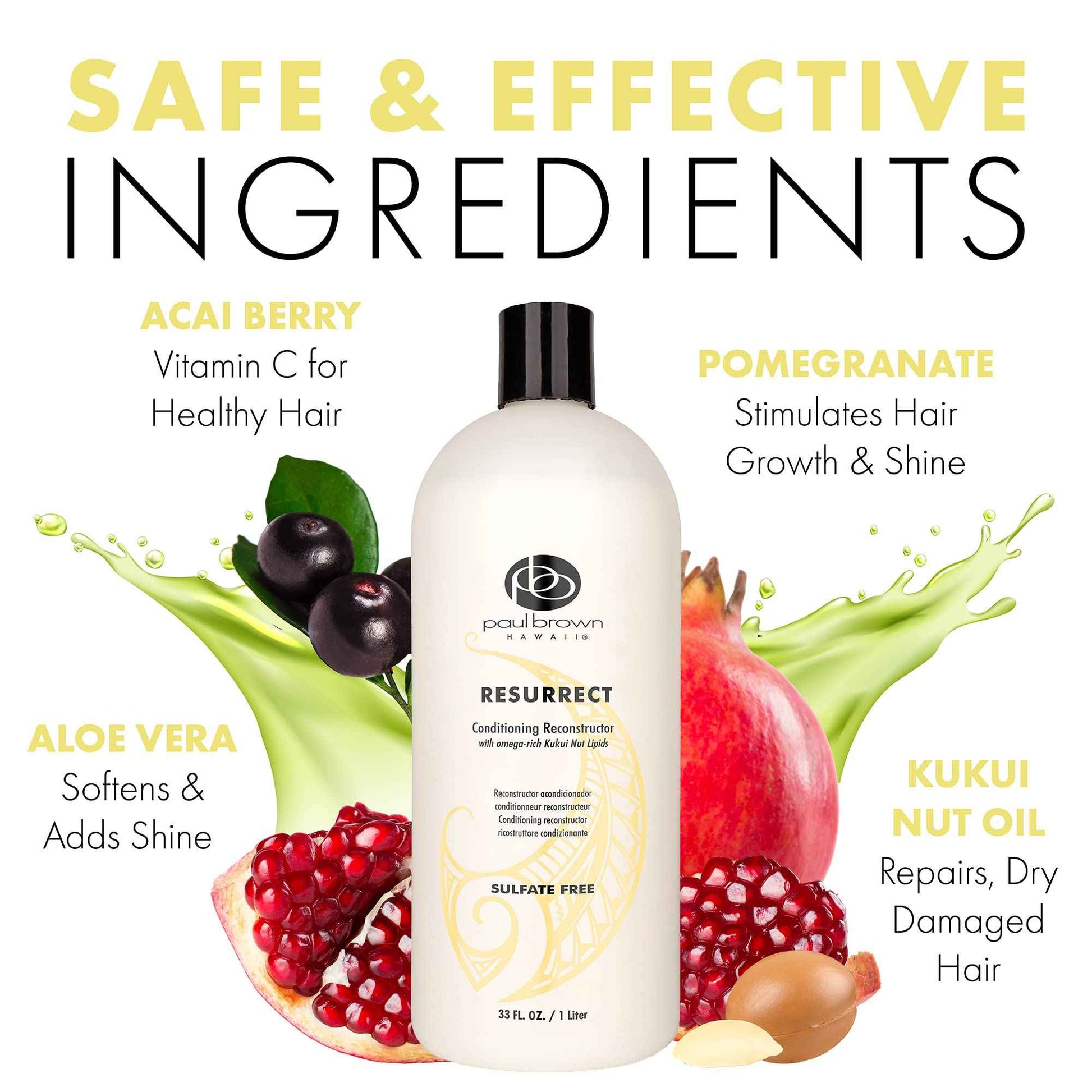 Paul Brown Hawaii Resurrect Salon Quality Conditioner | Hydrate & Treat Damaged Hair | Antioxidant-Rich Kukui Nut Oil for Ultimate Hair Moisturization | Safe for Color Treated Hair (33 oz.)