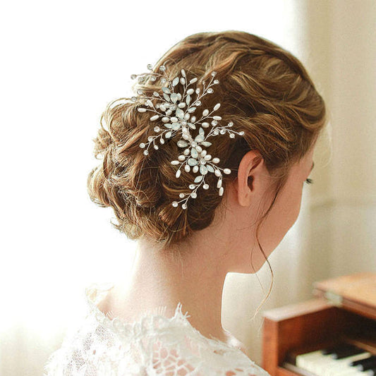 Sooshin Bridal Hair Comb Pearl Wedding Hair Accessories for Brides Crystal Wedding Headpiece for Bride and Bridesmaids Rhinestone Hair Accessory for Women and Girls (C-silver)