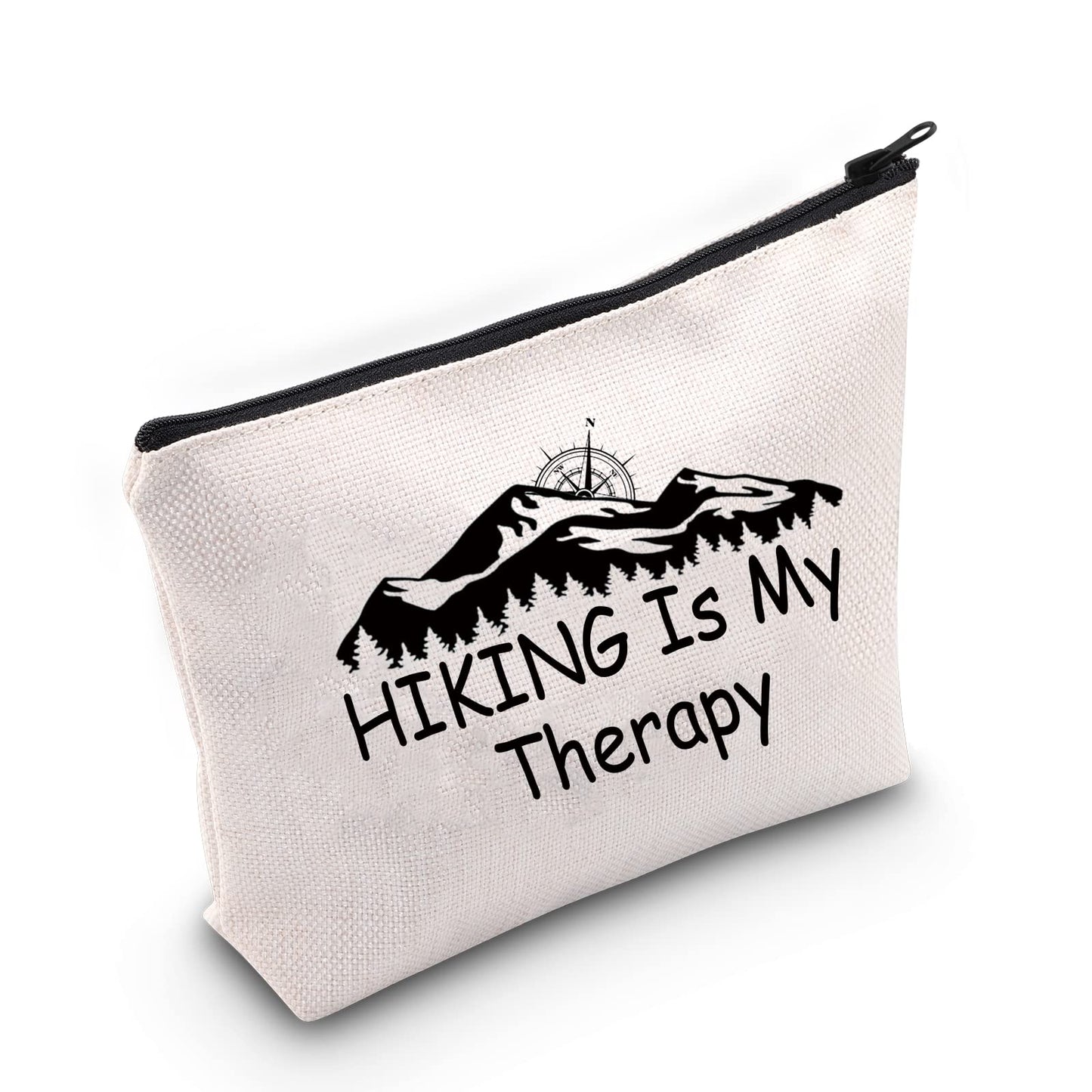 JNIAP Hiking Makeup Cosmetic Bag Hiking Is My Therapy Mountain Hiking Lover Gift Adventure Travel Pouch Outdoors Gifts for Women (Hiking Therapy BAG)