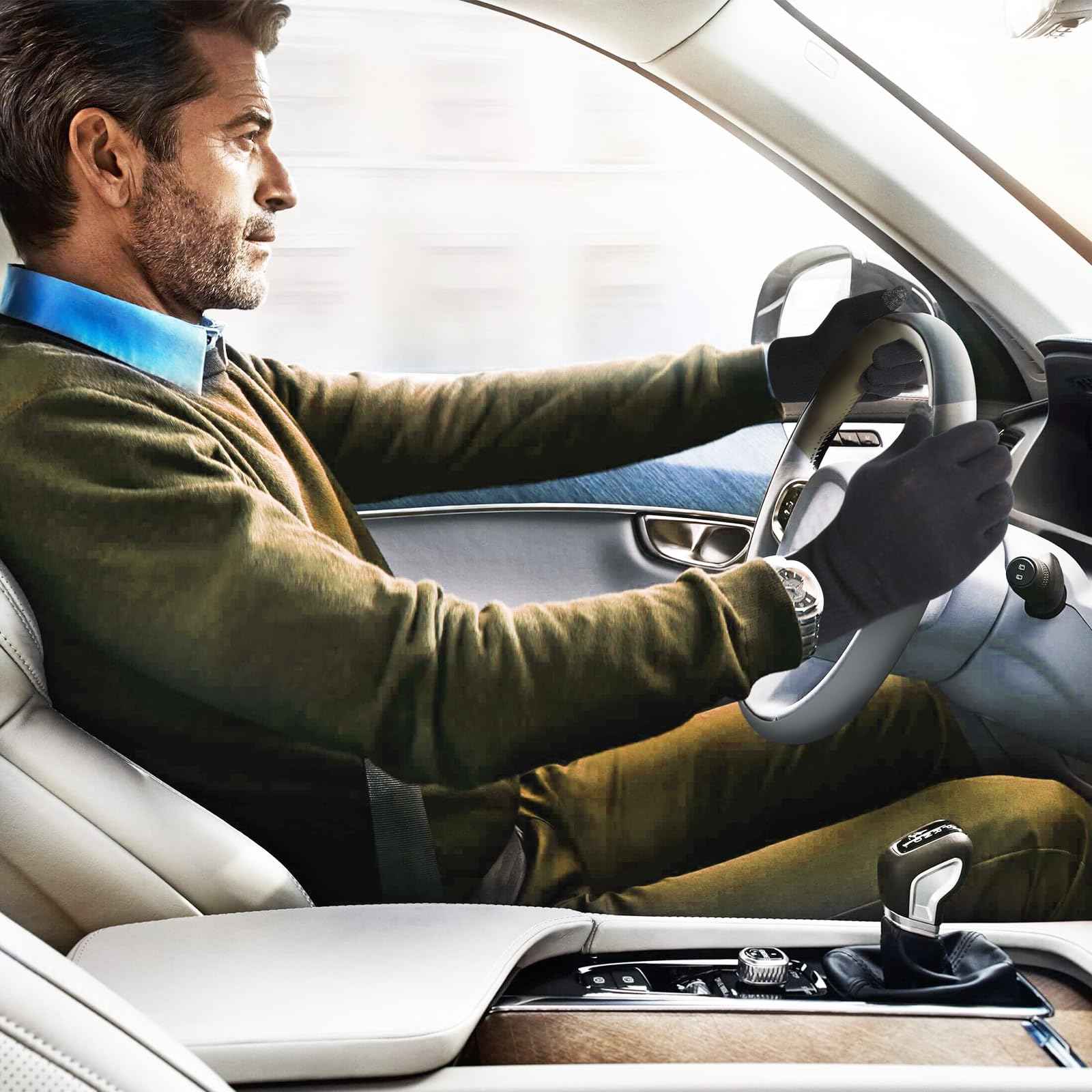 Donfri 6 Pairs Cotton Moisturizing Gloves Men Touchscreen Fingers for Eczema Dry Hands Hand Care Overnight Moisturizing (Large-Black)