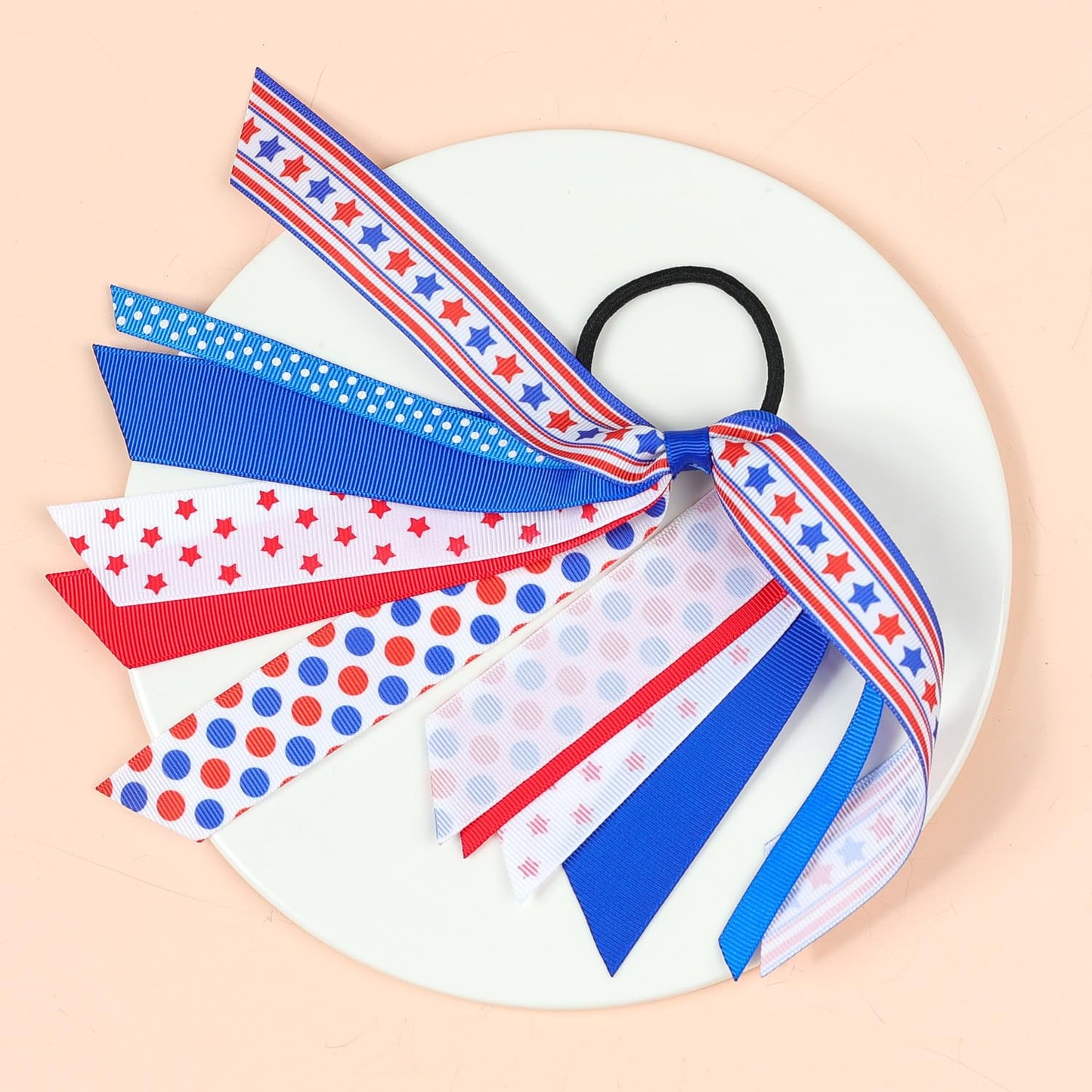 BBTDIN Independence Day Cheer Bow Patriotic Cheerleader Hair Bows America Flag Bows JHH36 (4 Pcs-Set)