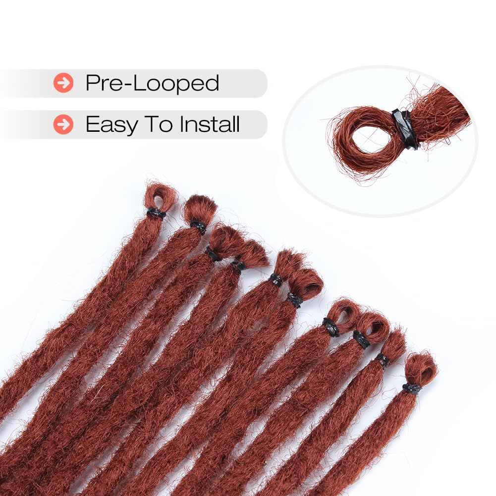 Kraler 24 inch 40 Strands Thick Dreadlock Extensions, SE Copper Red Crochet Dreadls Extensions of Synthetic Hair 1cm Width Hip Hop Style Dreadlock for Girls