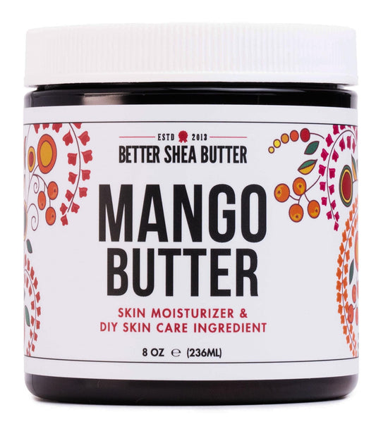 Better Shea Butter Raw Mango Butter - 100% Natural Mango Seed Butter - Skin and Hair Moisturizer - Use with Shea in DIY Whipped Body Butter, Mango Body Lotion, Lip Gloss and Soap Making, 8 oz Jar